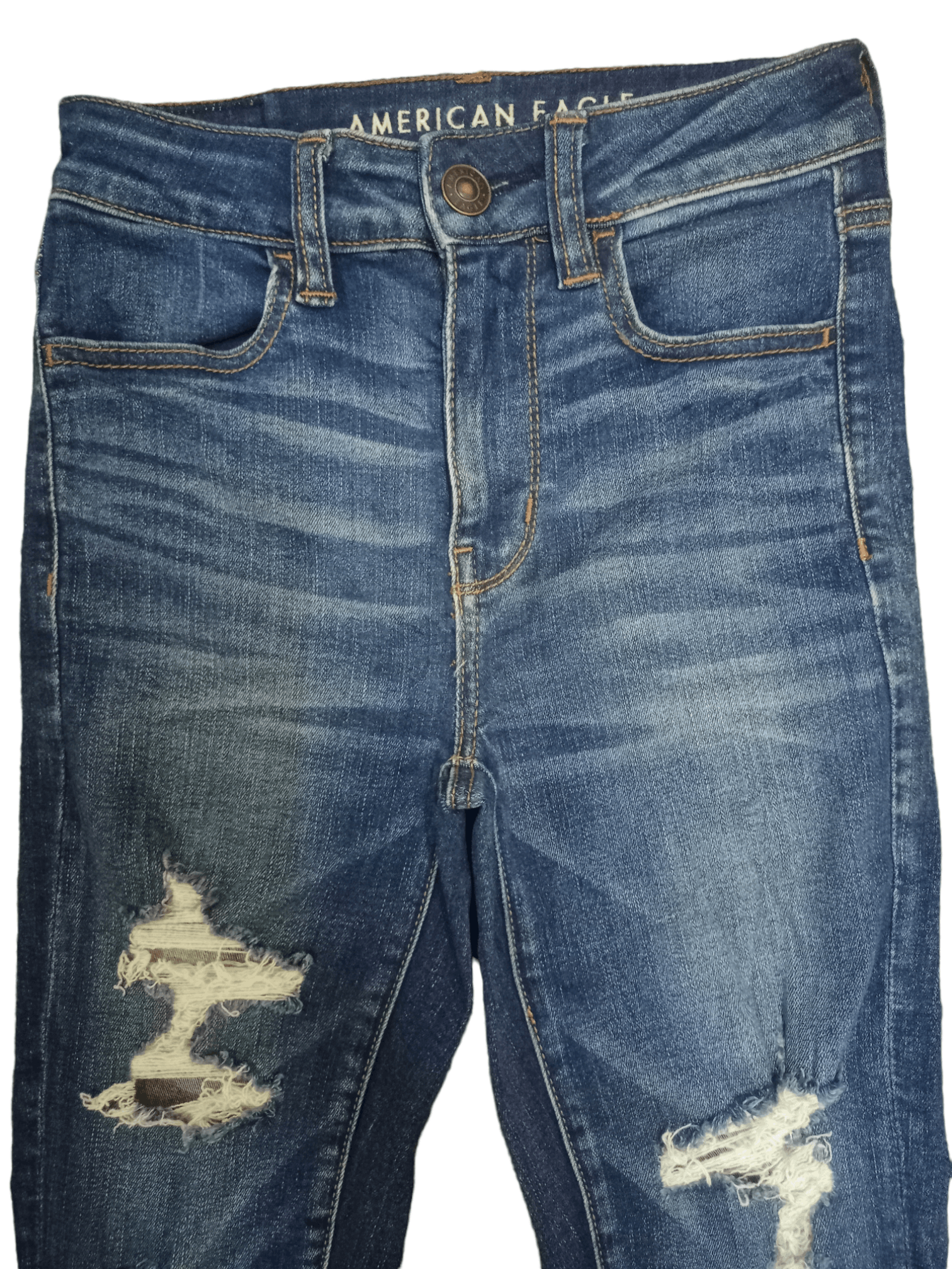 American Eagle Outfitters × Vintage SALES🔥 American Eagle Blue Wash Hi-Rise Distress Jeans Size 24" / US 00 / IT 34 - 7 Thumbnail