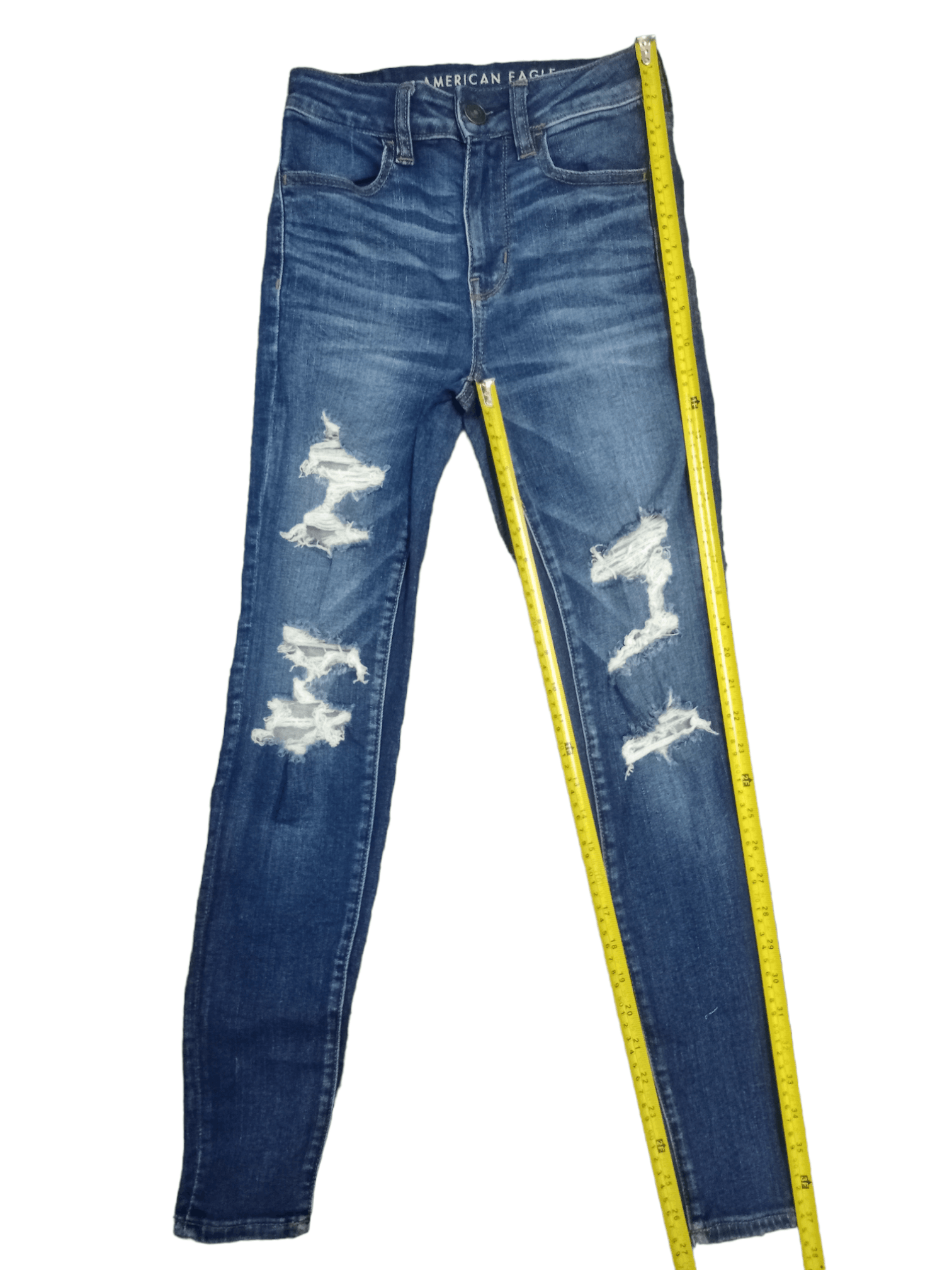 American Eagle Outfitters × Vintage SALES🔥 American Eagle Blue Wash Hi-Rise Distress Jeans Size 24" / US 00 / IT 34 - 12 Thumbnail