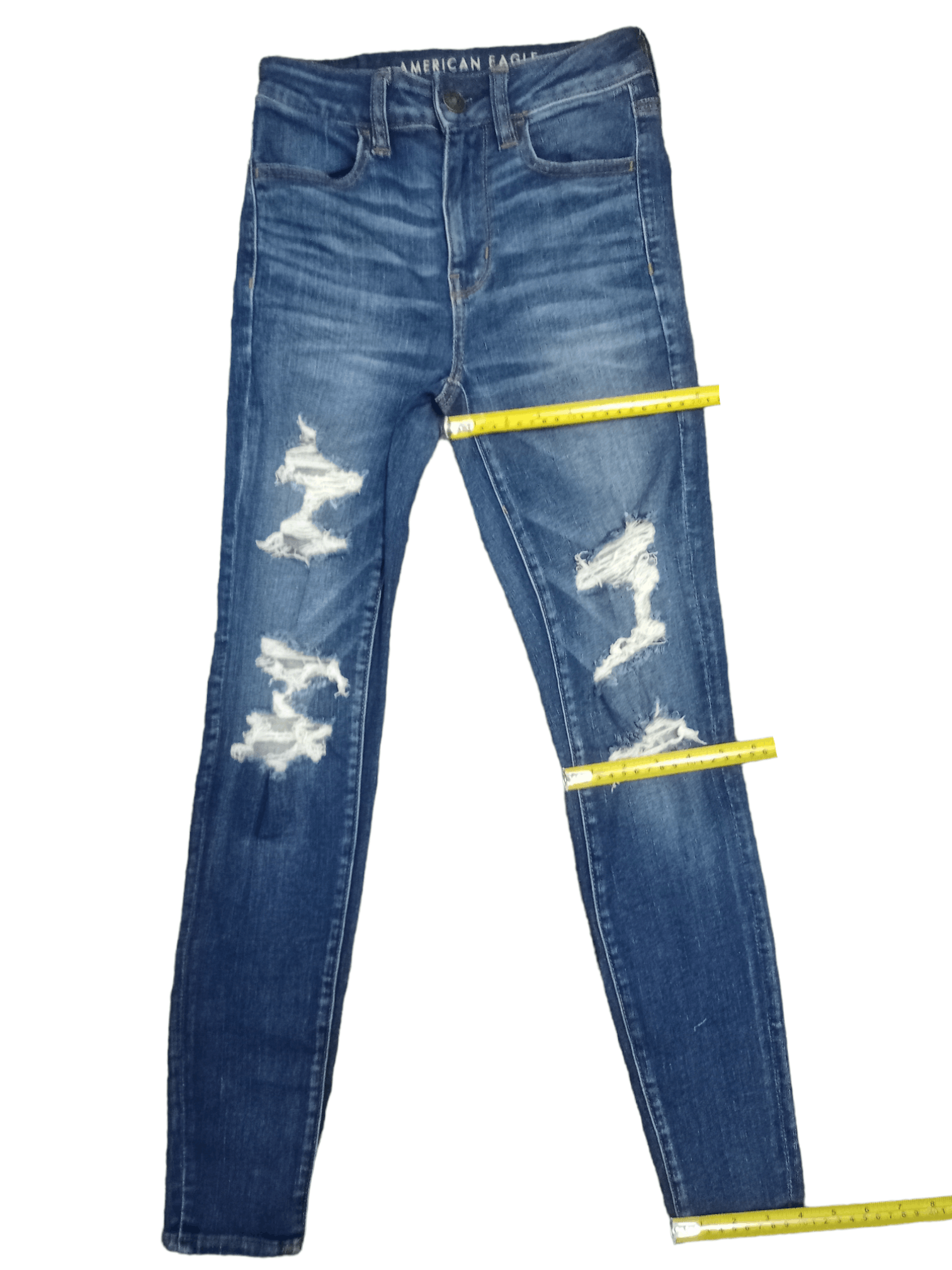 American Eagle Outfitters × Vintage SALES🔥 American Eagle Blue Wash Hi-Rise Distress Jeans Size 24" / US 00 / IT 34 - 13 Thumbnail
