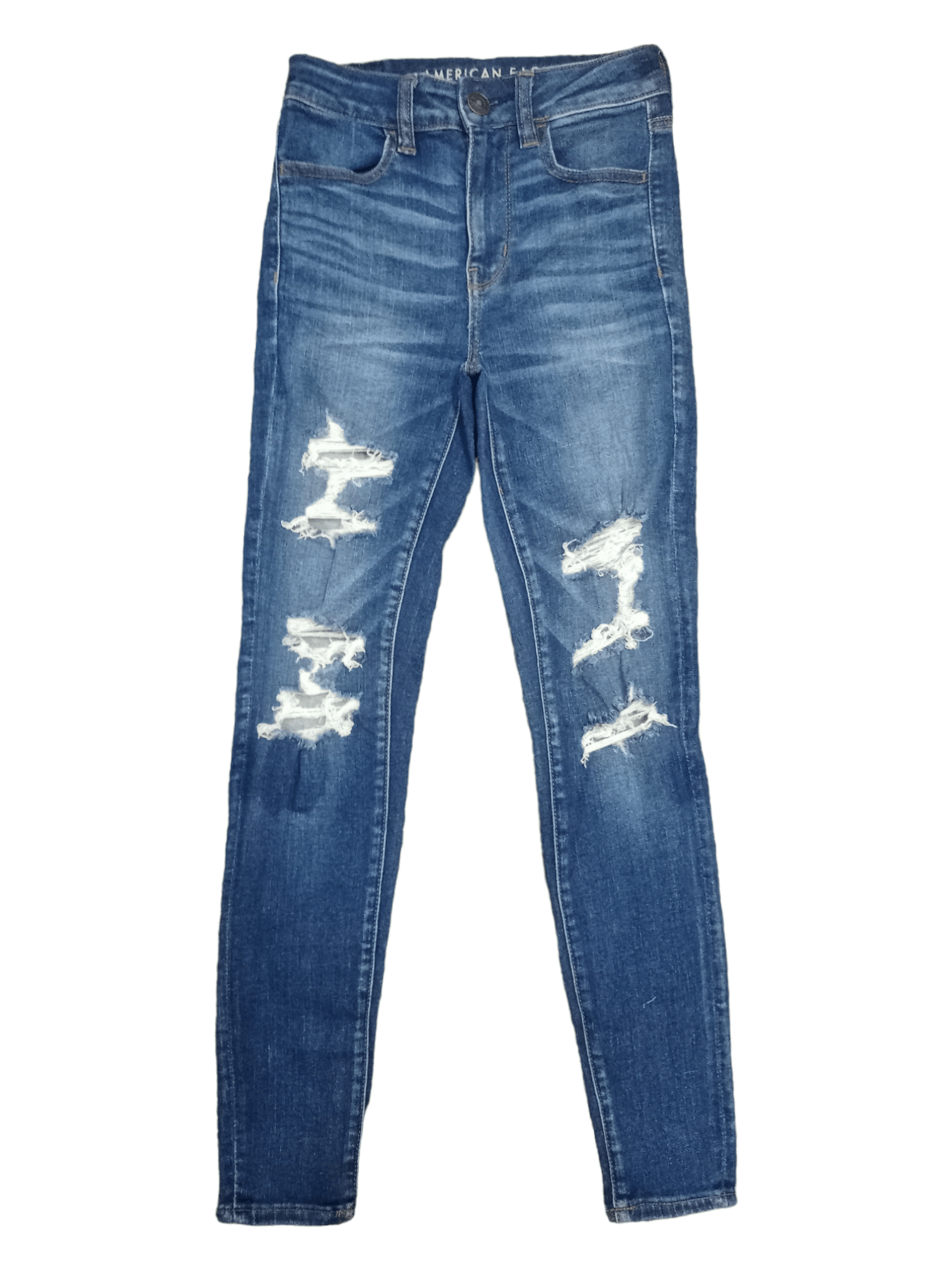 American Eagle Outfitters × Vintage SALES🔥 American Eagle Blue Wash Hi-Rise Distress Jeans Size 24" / US 00 / IT 34 - 1 Thumbnail