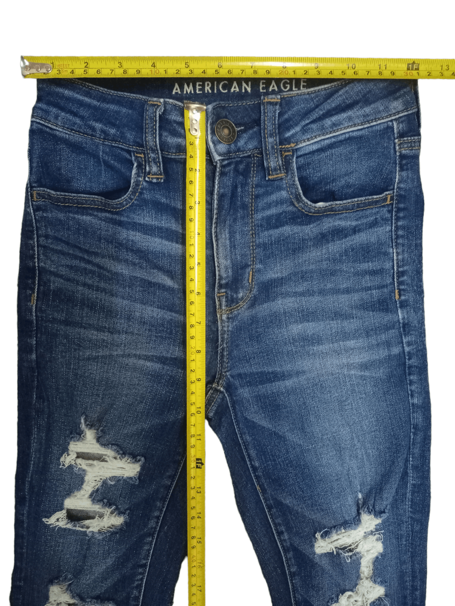 American Eagle Outfitters × Vintage SALES🔥 American Eagle Blue Wash Hi-Rise Distress Jeans Size 24" / US 00 / IT 34 - 11 Thumbnail