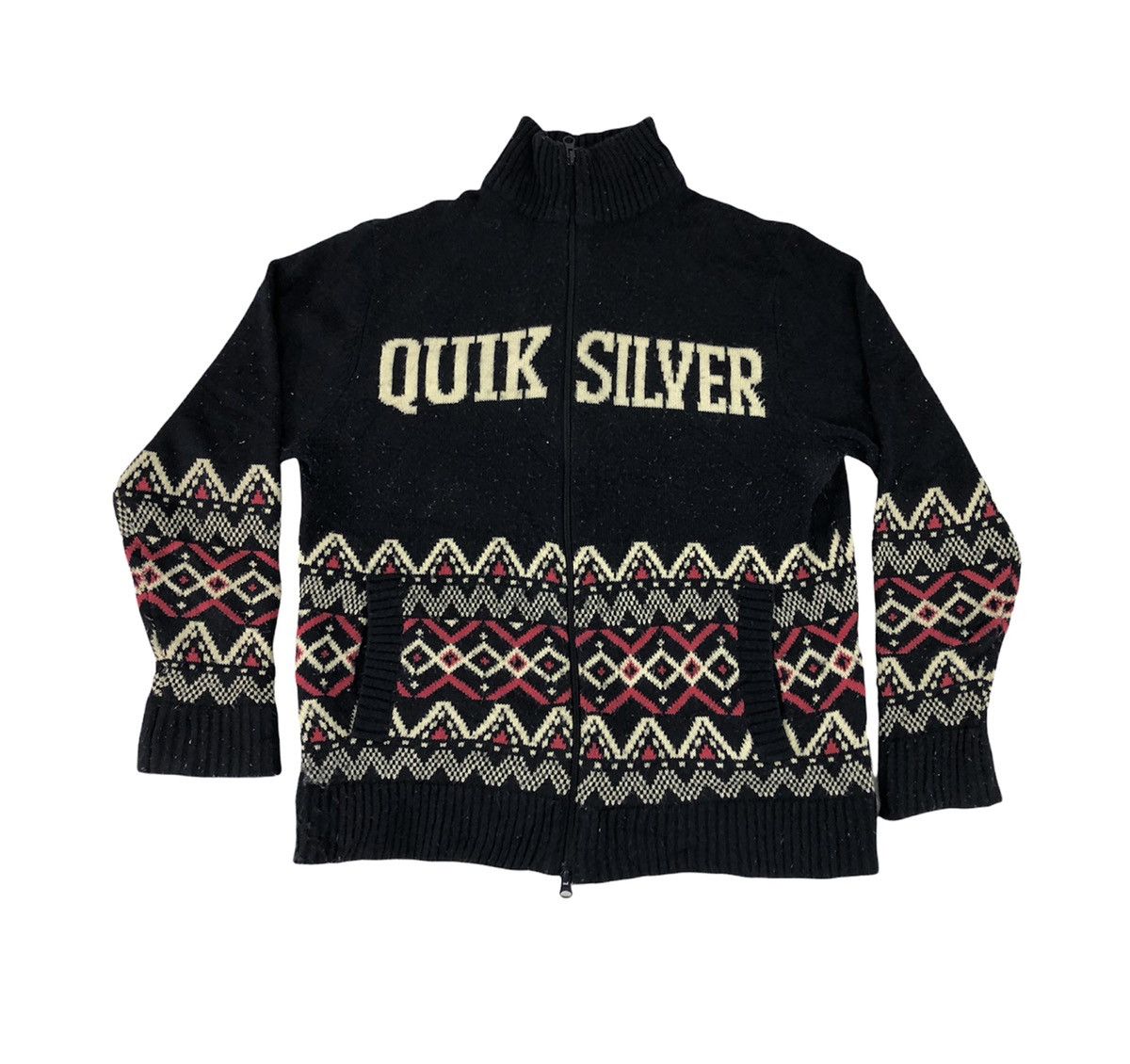 Quiksilver 90s Quicksilver Navajo Knitwear Padded Jacket Spell Out Size US M / EU 48-50 / 2 - 1 Thumbnail