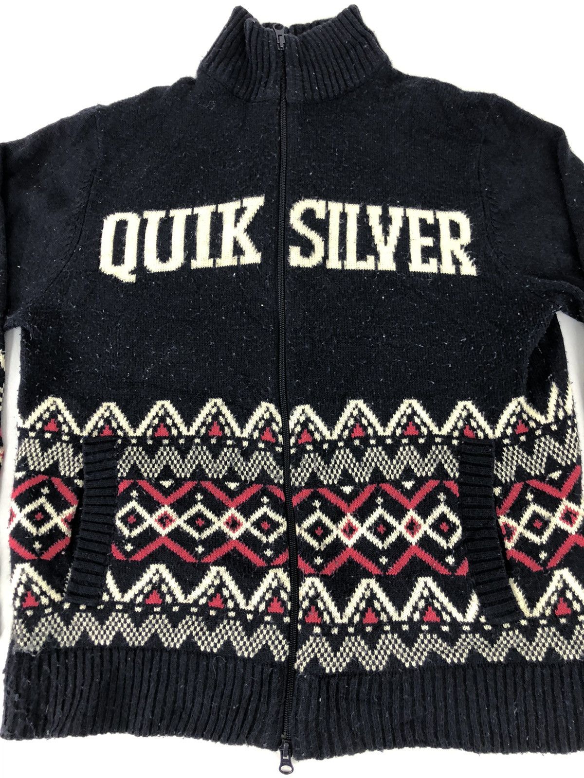 Quiksilver 90s Quicksilver Navajo Knitwear Padded Jacket Spell Out Size US M / EU 48-50 / 2 - 3 Thumbnail