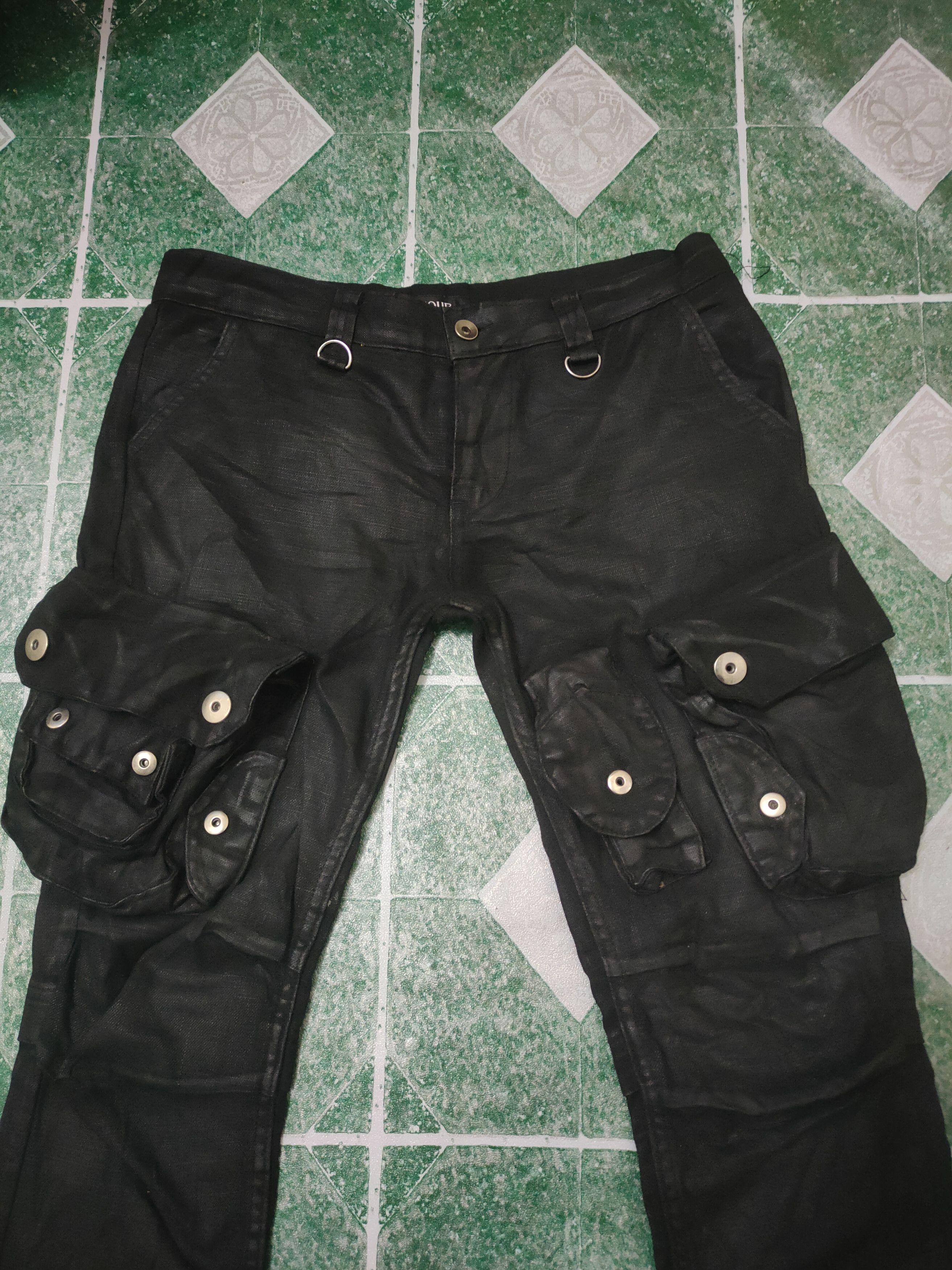 If Six Was Nine Glamour Wax Denim Punk Rock Style Skinny Cargo Pants Size US 30 / EU 46 - 3 Thumbnail