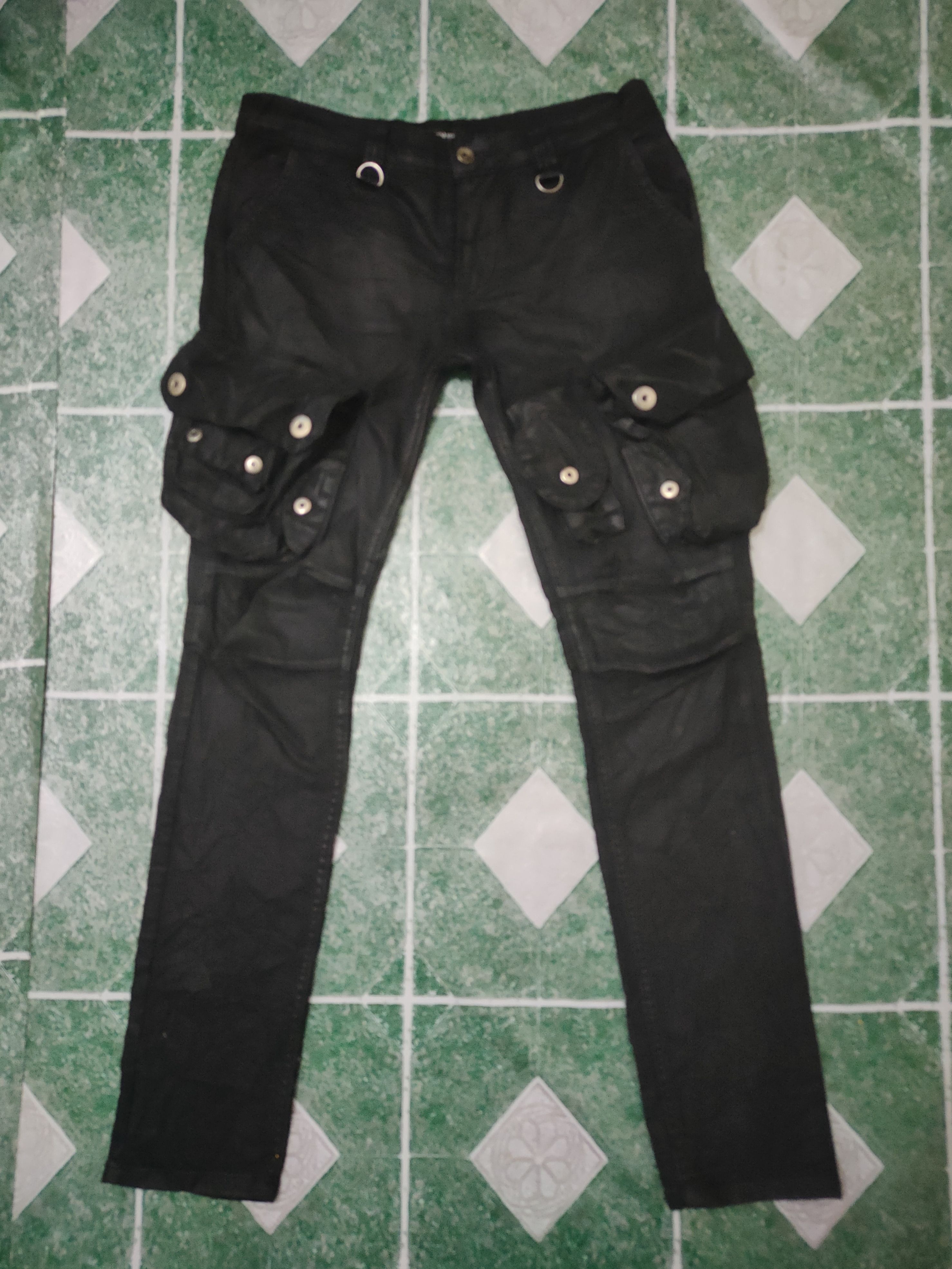 If Six Was Nine Glamour Wax Denim Punk Rock Style Skinny Cargo Pants Size US 30 / EU 46 - 1 Thumbnail