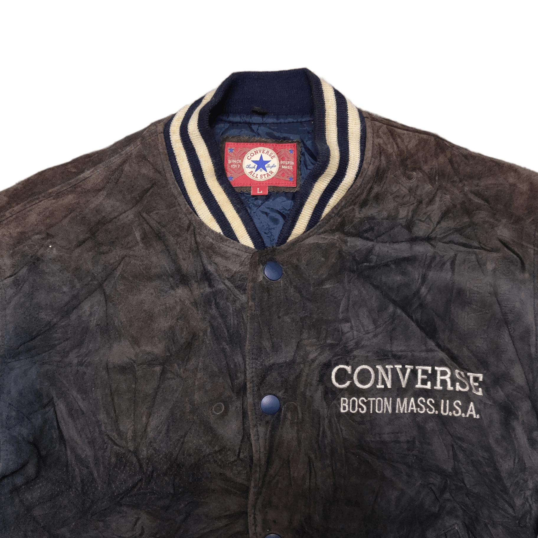 Converse Vintage 90's Converse Chuck Taylor Varsity Jacket Pig Skin Size US L / EU 52-54 / 3 - 4 Thumbnail
