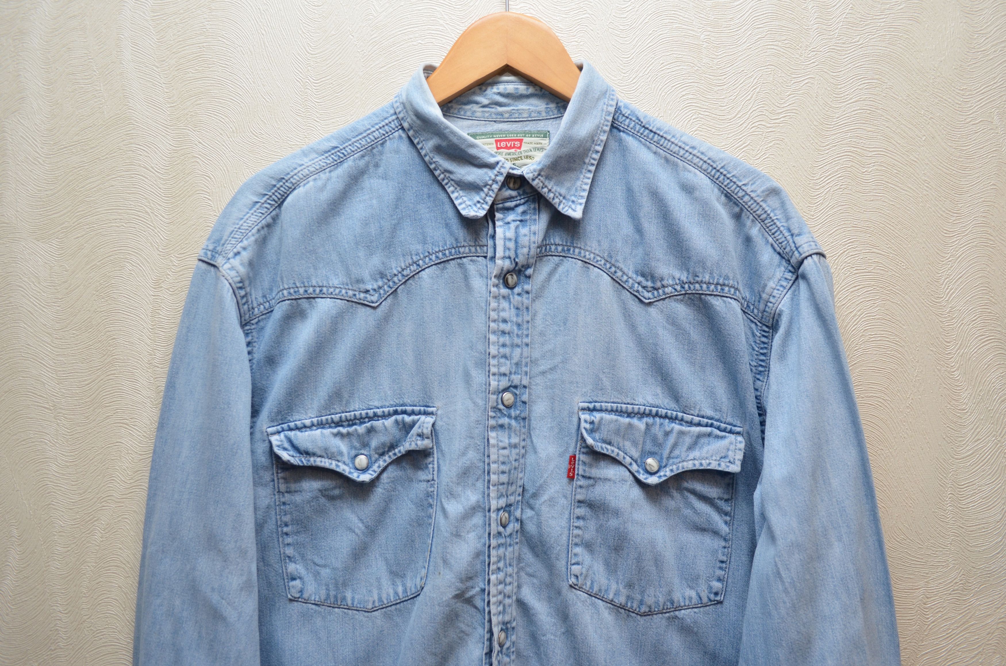 Levi's × Levi's Vintage Clothing × Vintage Levis Vintage Denim Western Blue Shirt Size L Rare Size US L / EU 52-54 / 3 - 2 Thumbnail