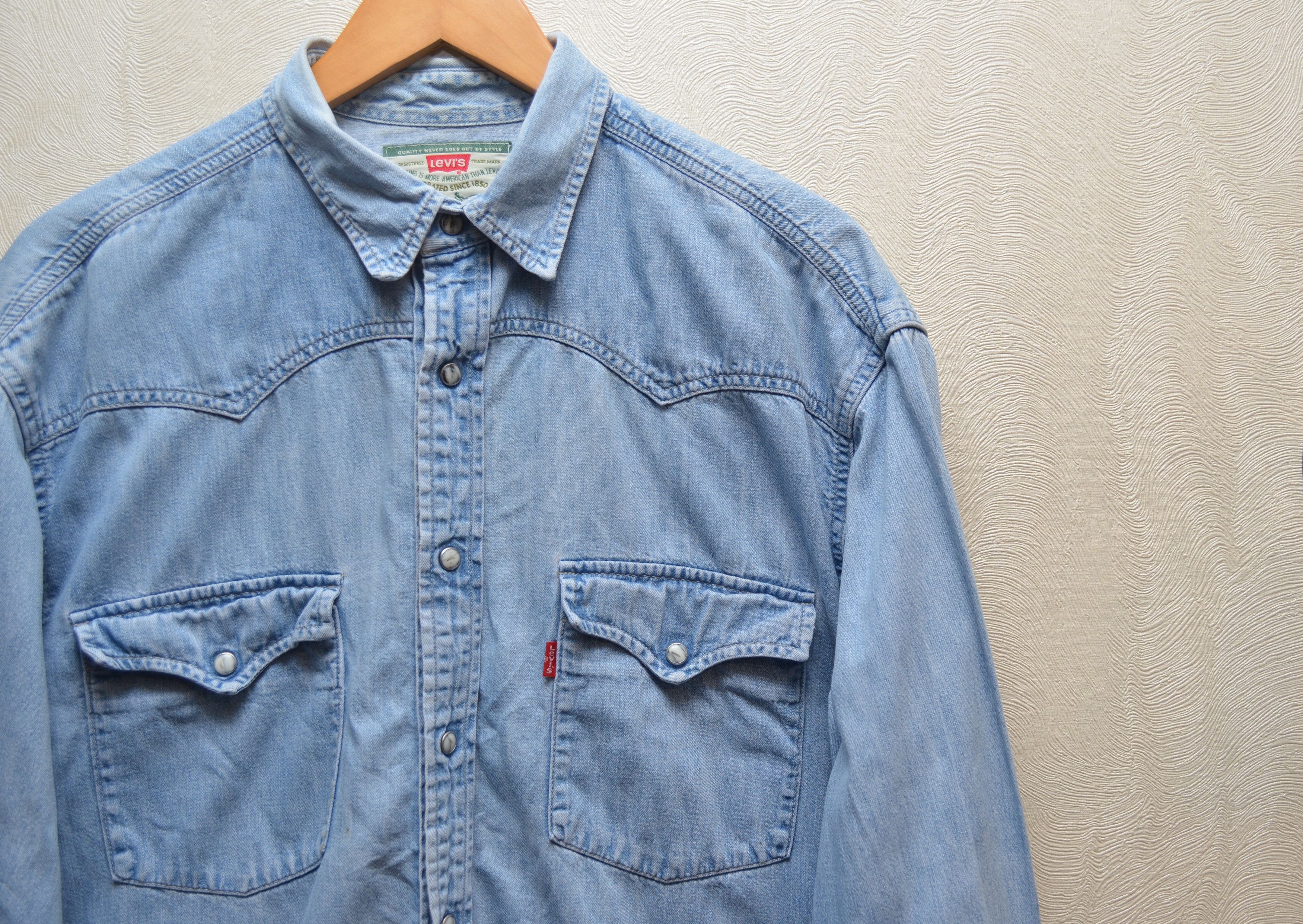 Levi's × Levi's Vintage Clothing × Vintage Levis Vintage Denim Western Blue Shirt Size L Rare Size US L / EU 52-54 / 3 - 3 Thumbnail