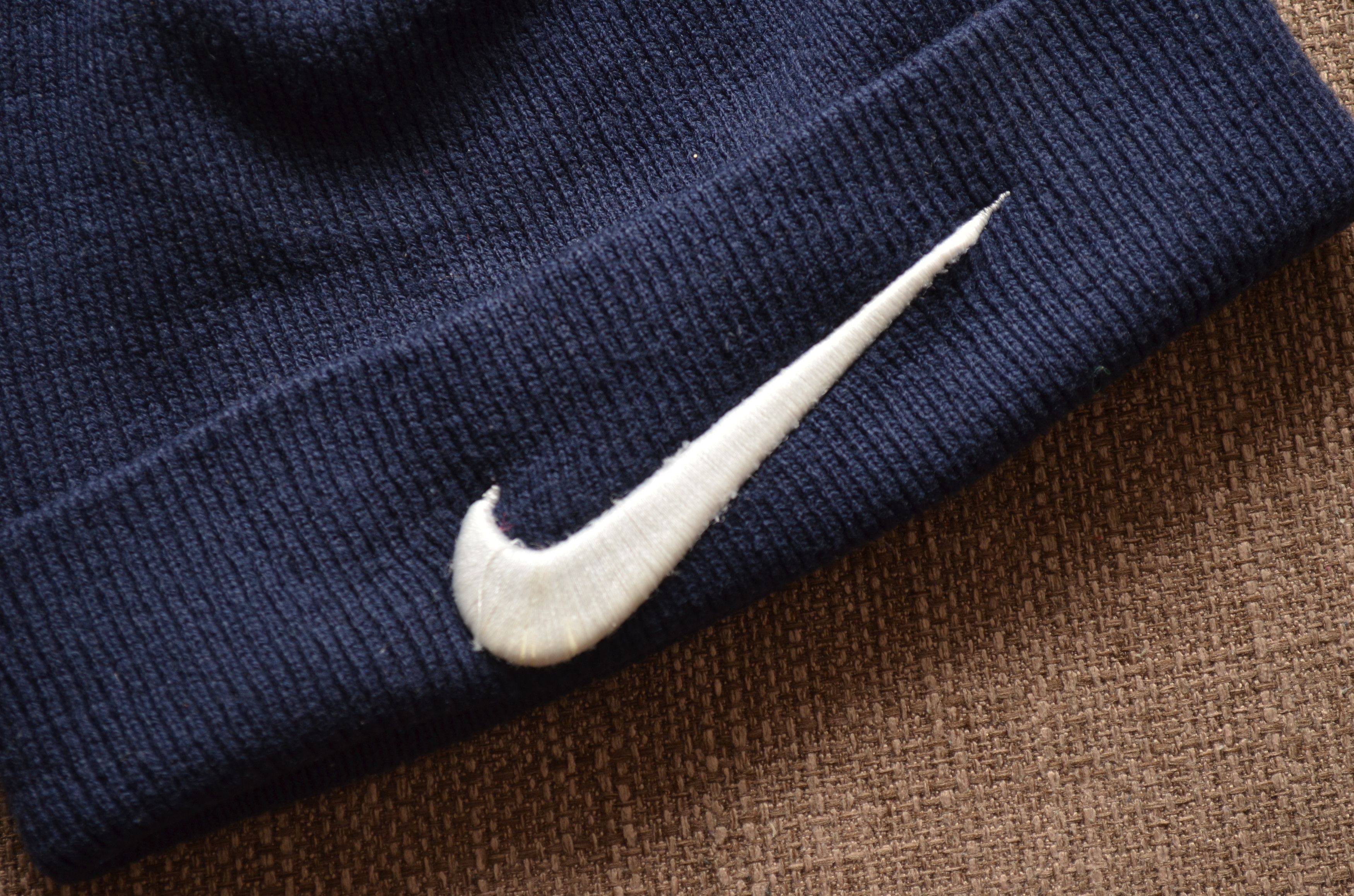 Nike × Vintage Vintage 90s Navy Nike Big Swoosh Hat y2k RARE Size ONE SIZE - 2 Thumbnail