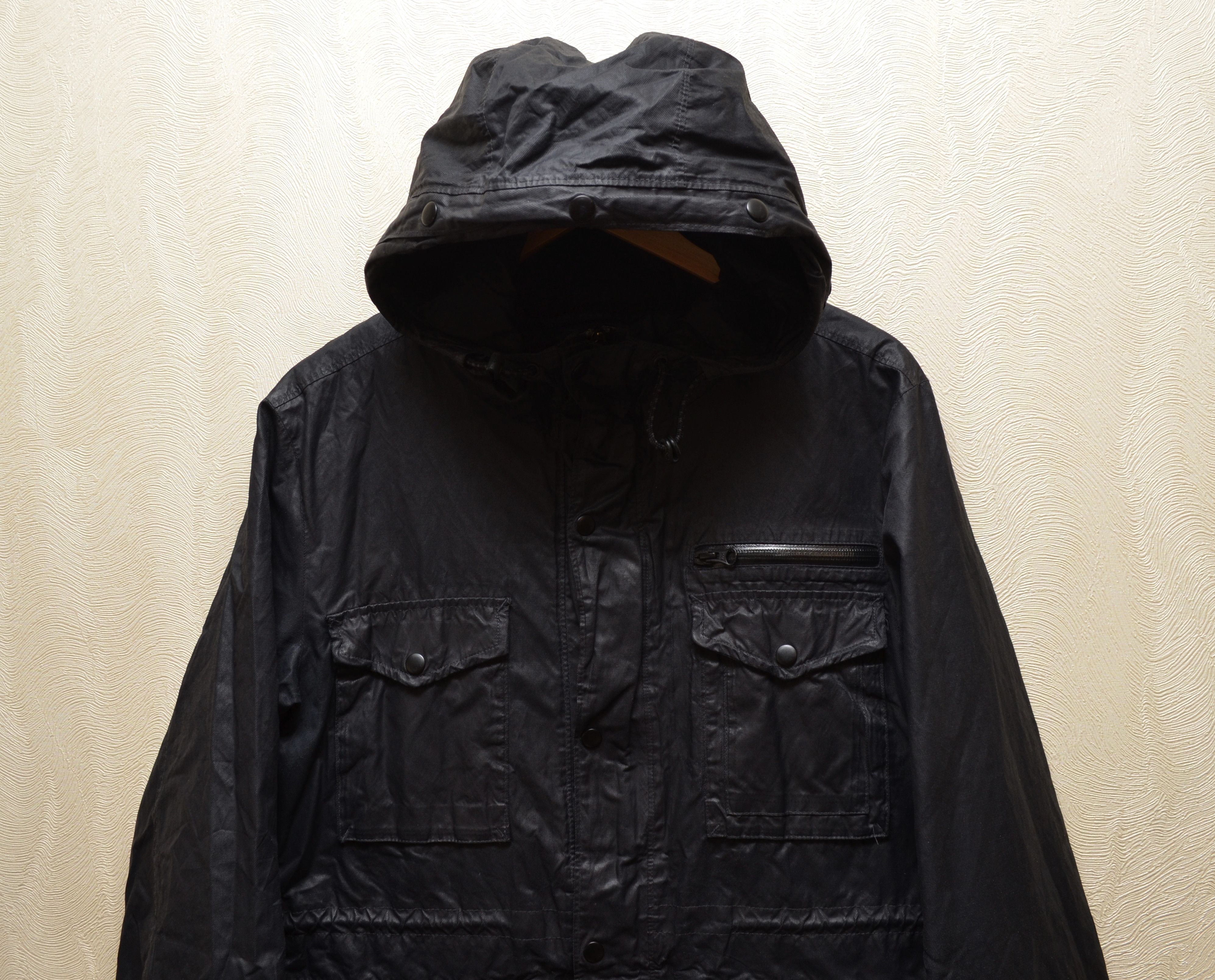 Allsaints × Vintage Allsaints Birdik Wax Coated Hooded Jacket Black sz L Size US L / EU 52-54 / 3 - 2 Thumbnail