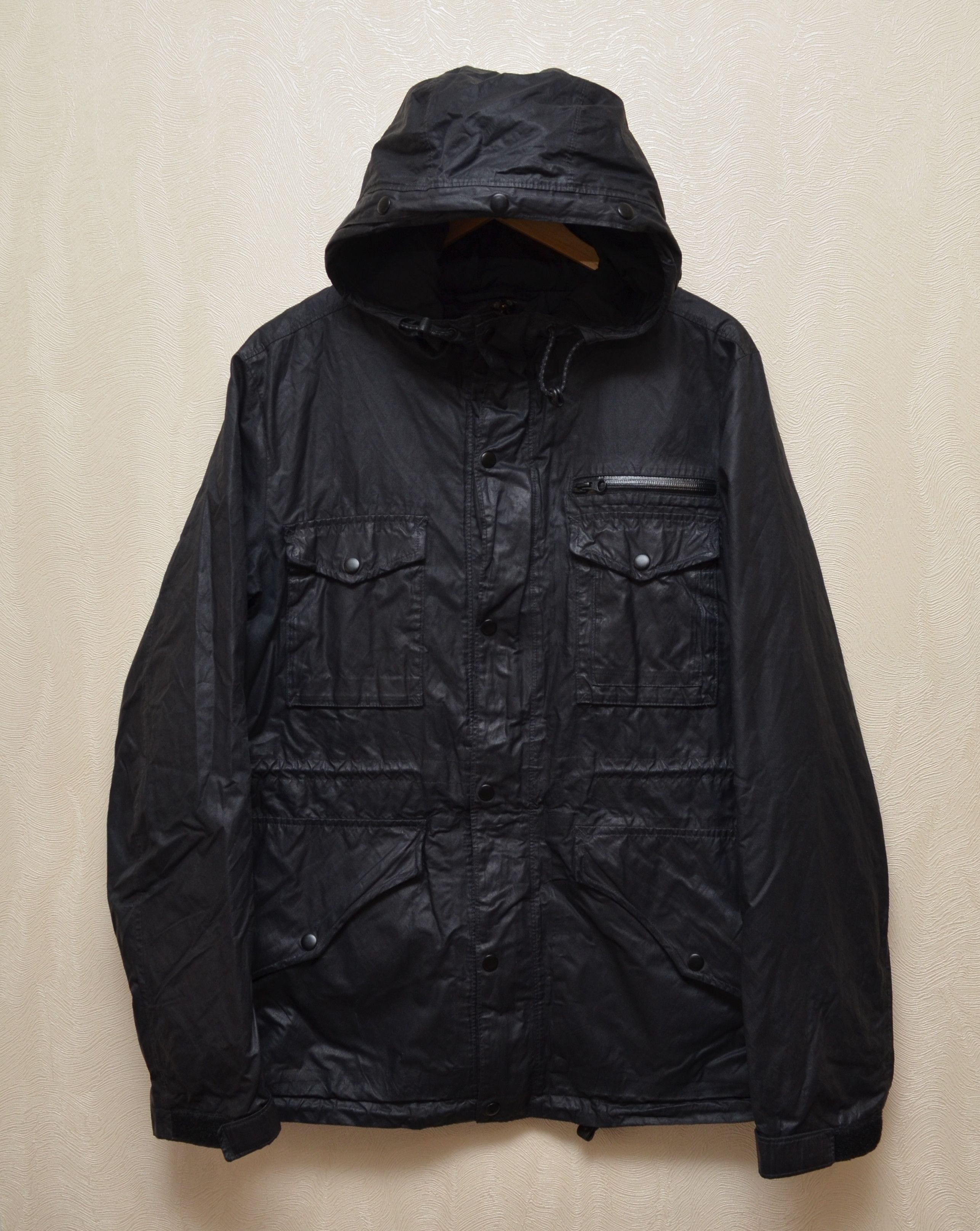 Allsaints × Vintage Allsaints Birdik Wax Coated Hooded Jacket Black sz L Size US L / EU 52-54 / 3 - 1 Thumbnail