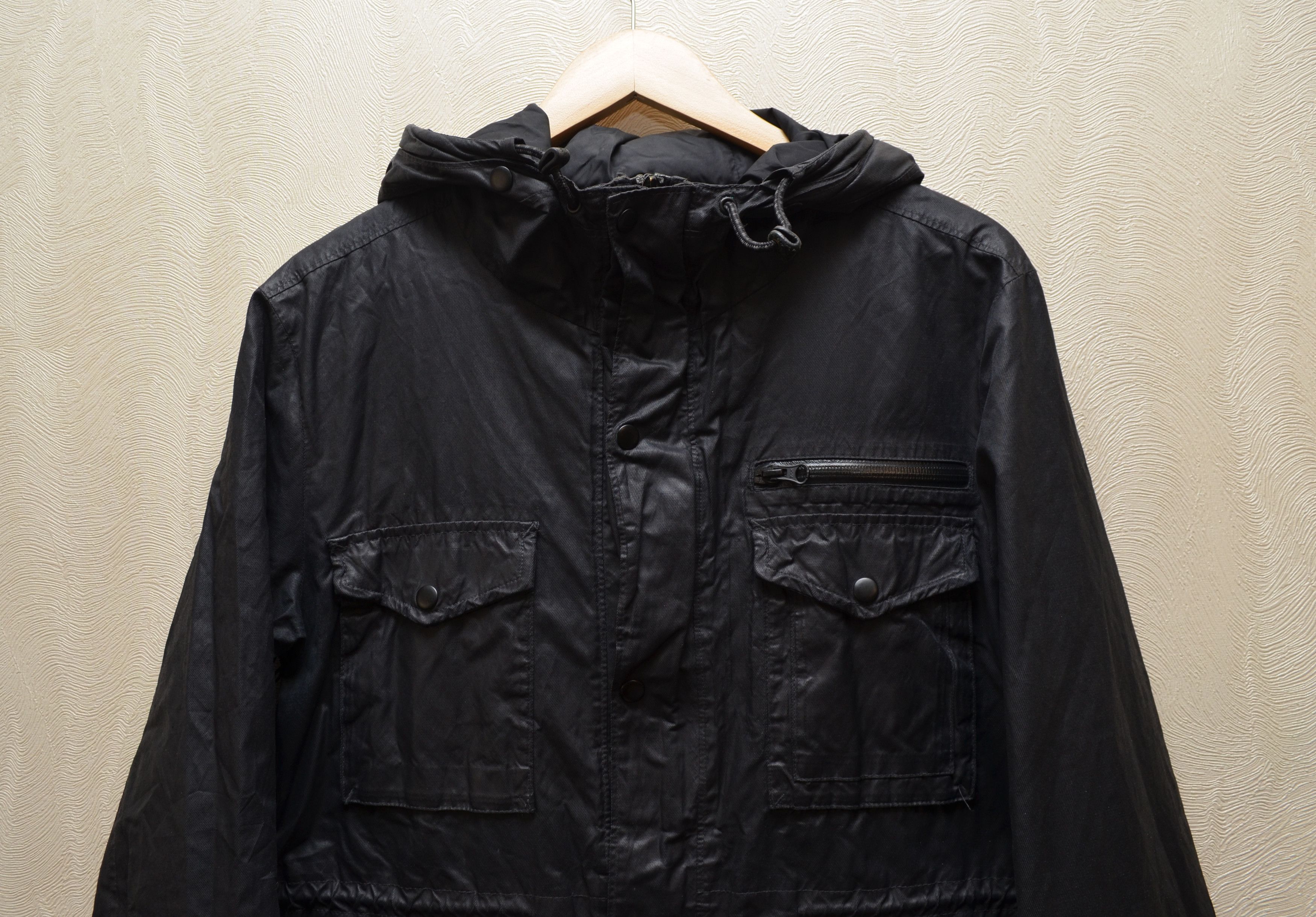 Allsaints × Vintage Allsaints Birdik Wax Coated Hooded Jacket Black sz L Size US L / EU 52-54 / 3 - 5 Thumbnail