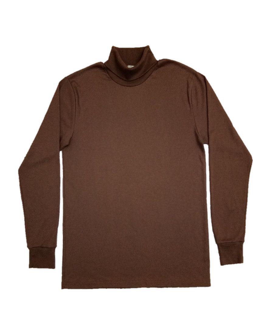 image of Vintage Jc Penney Rockabilly Usa Long Sleave Turtleneck Tee in Brown, Men's (Size Large)