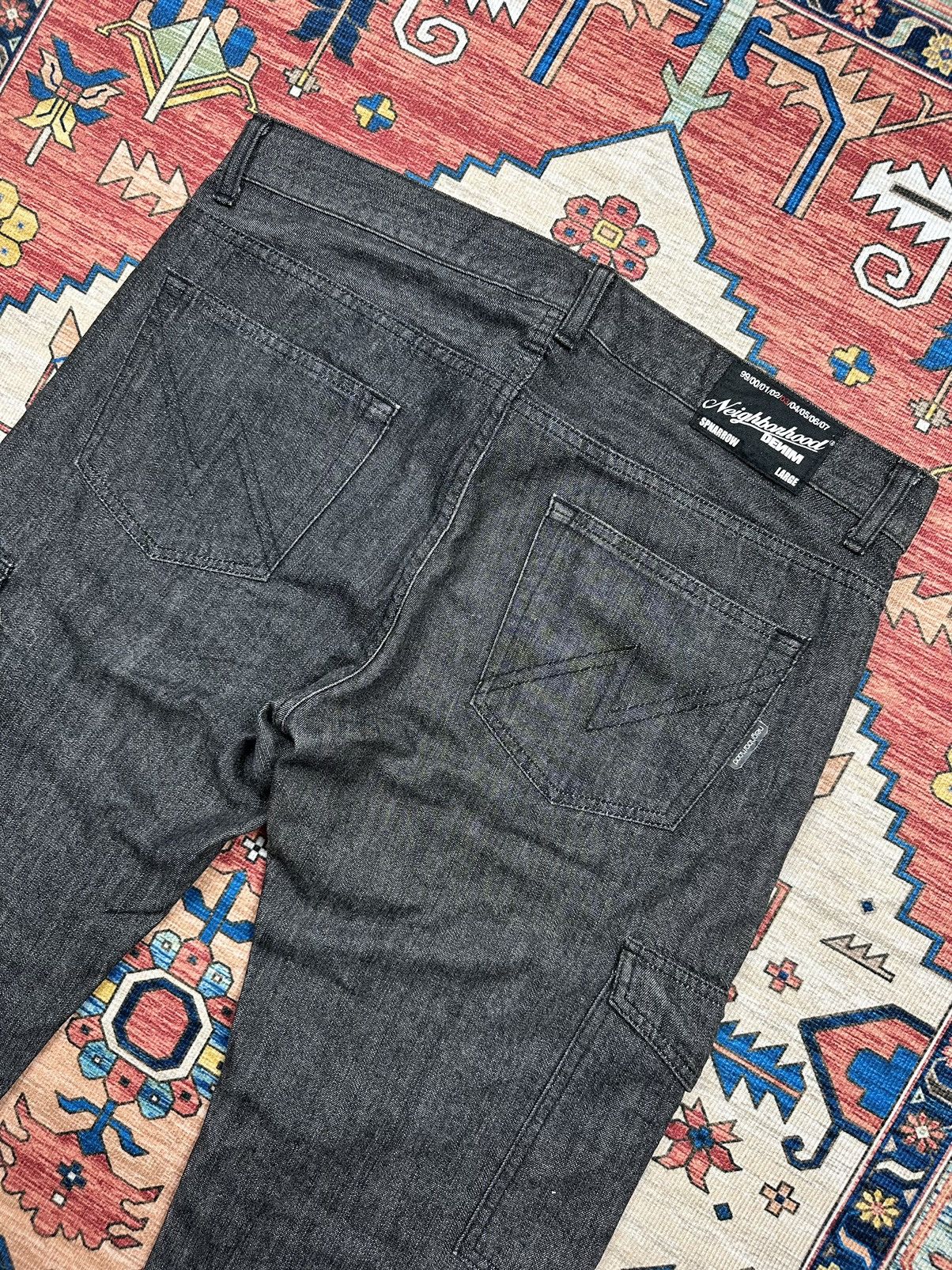 Japanese Brand × Neighborhood 🔥NEIGHBORHOOD DENIM🔥 3204 BLACK DENIM CARGO PANT Size US 36 / EU 52 - 6 Thumbnail