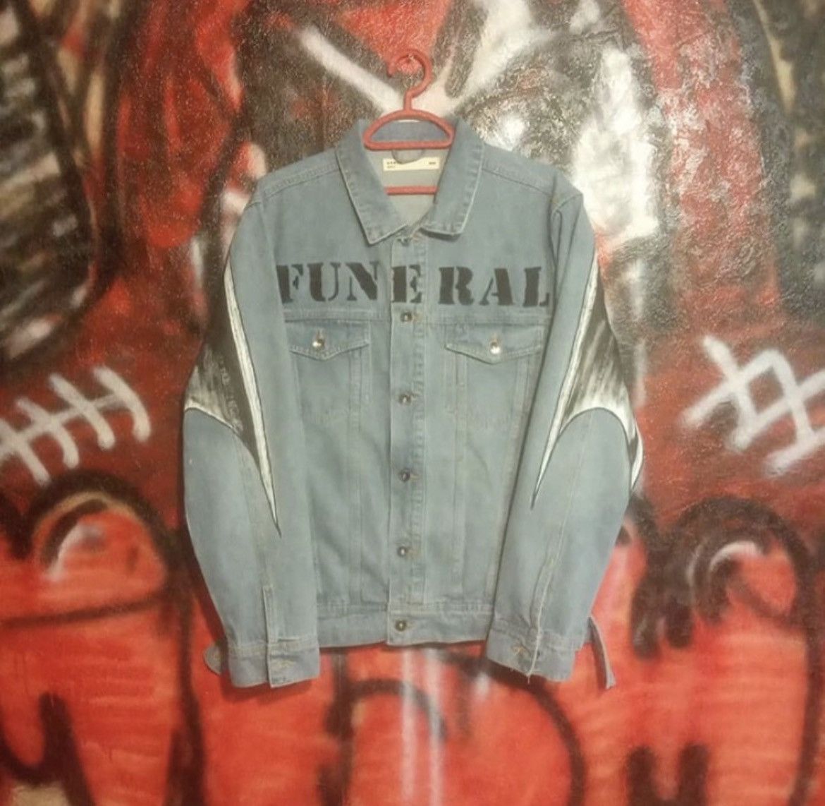 Other 🆕 MiSHaBoY HaND 🤚🏼PaiNT 🎨 DeNiM PaLLBeaRer JaCKeT🧥 Size US L / EU 52-54 / 3 - 3 Thumbnail