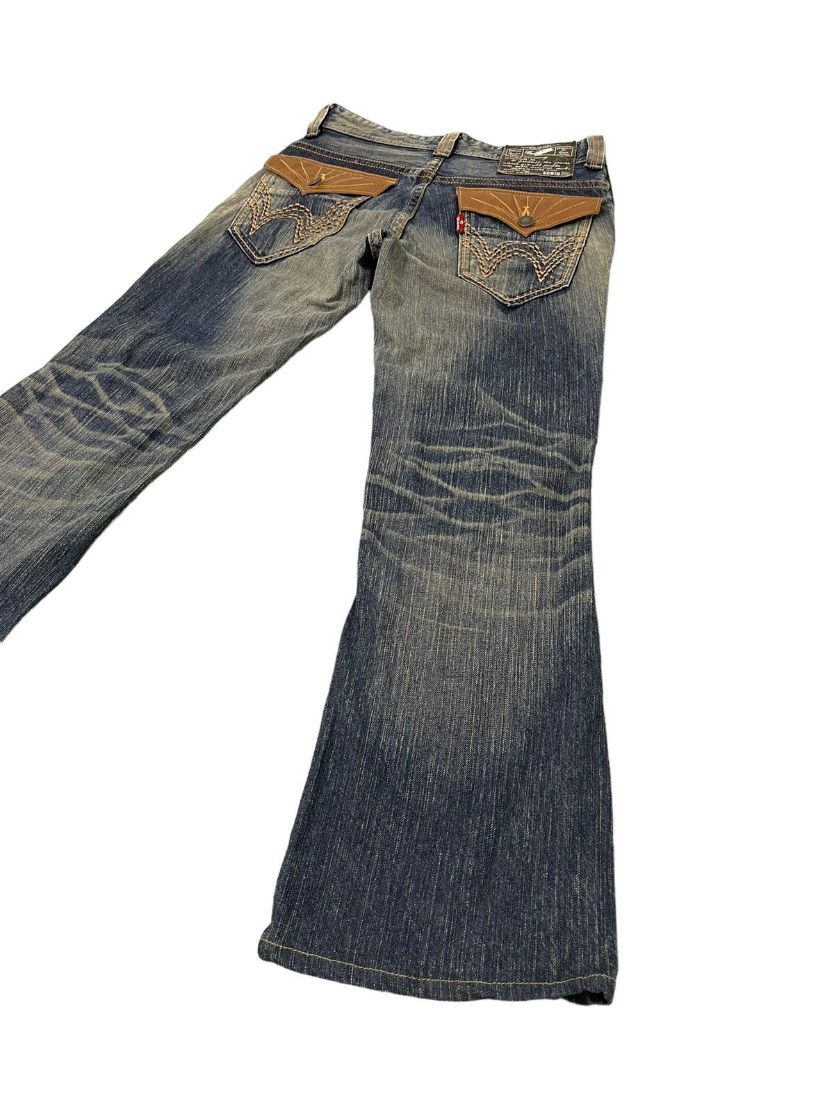 Edwin Flare Jeans Edwin Native Distress Acid Wash Boot Cut 5🟦5 Size US 32 / EU 48 - 3 Thumbnail