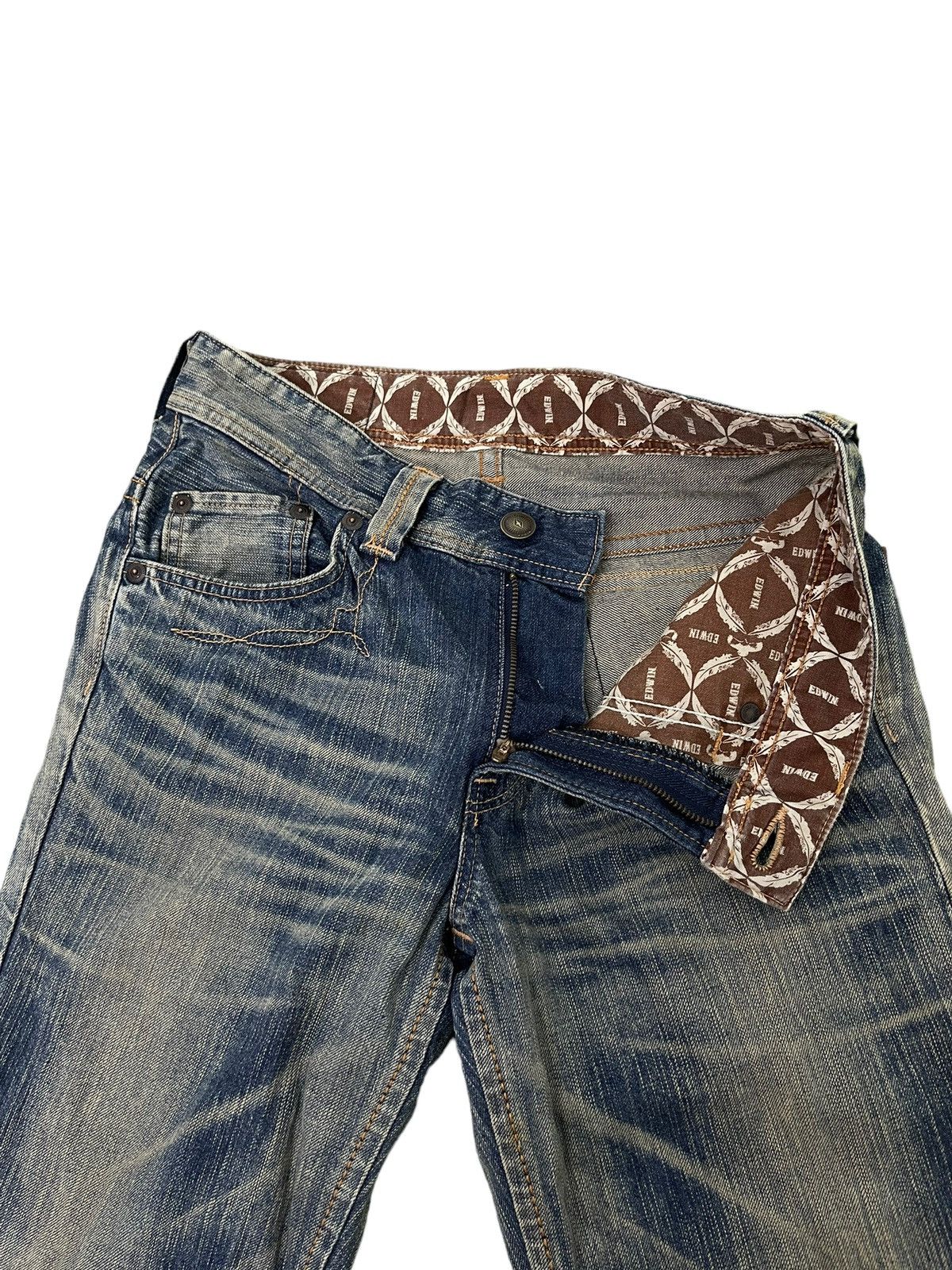 Edwin Flare Jeans Edwin Native Distress Acid Wash Boot Cut 5🟦5 Size US 32 / EU 48 - 19 Thumbnail