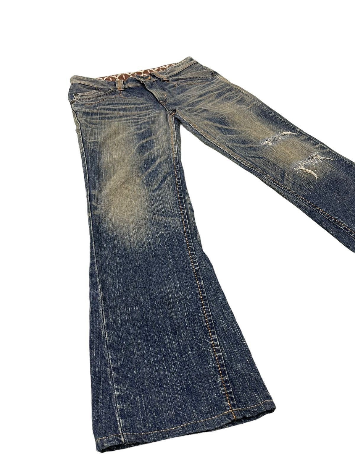 Edwin Flare Jeans Edwin Native Distress Acid Wash Boot Cut 5🟦5 Size US 32 / EU 48 - 11 Thumbnail