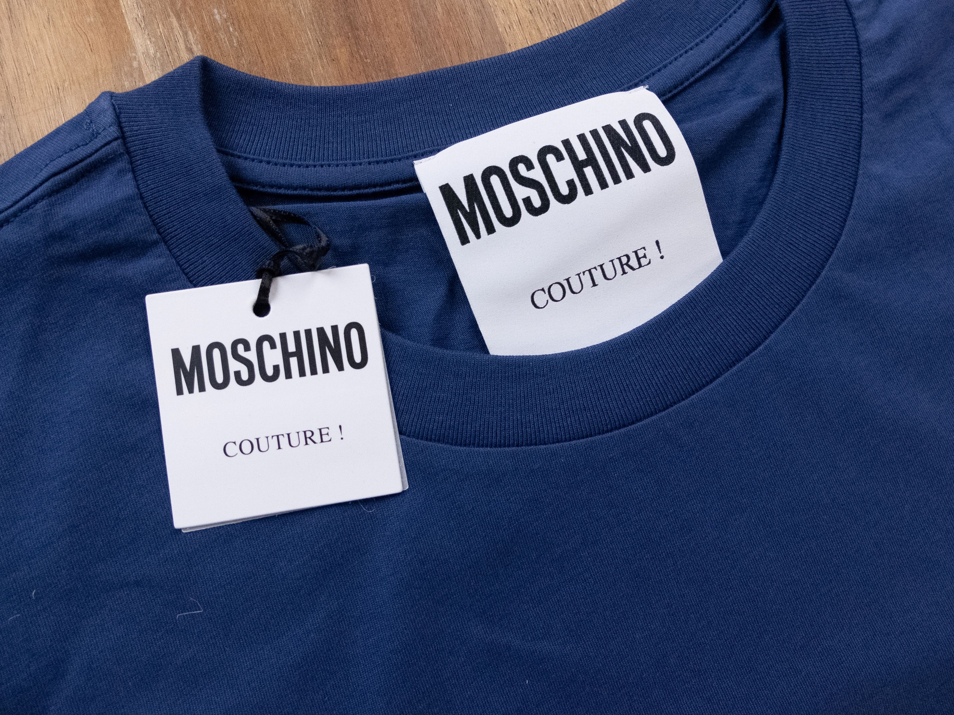 MOSCHINO Couture blue peace chest pin t-shirt Large 50