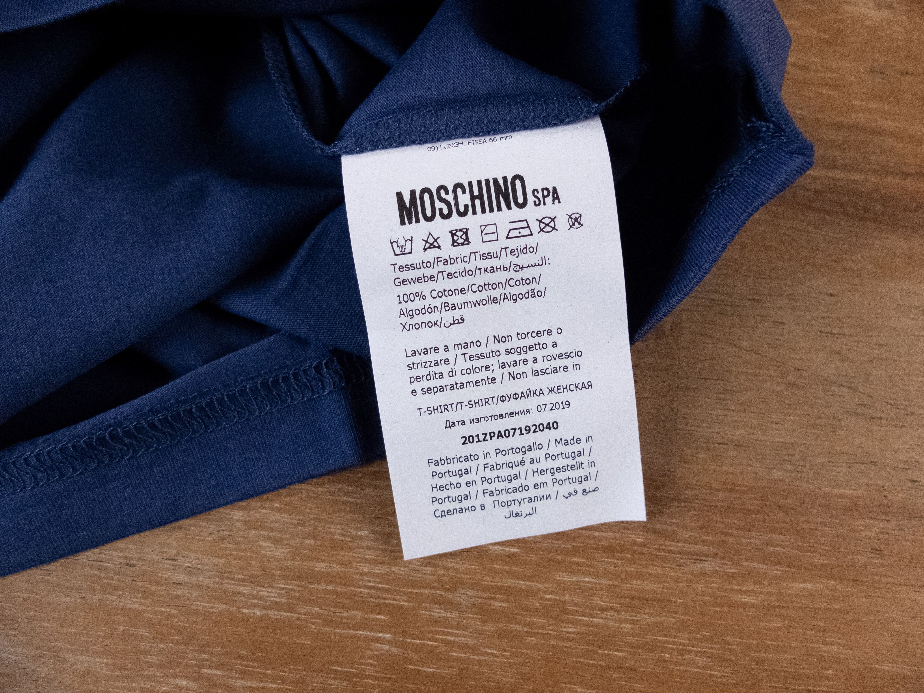 MOSCHINO Couture blue peace chest pin t-shirt Large 50