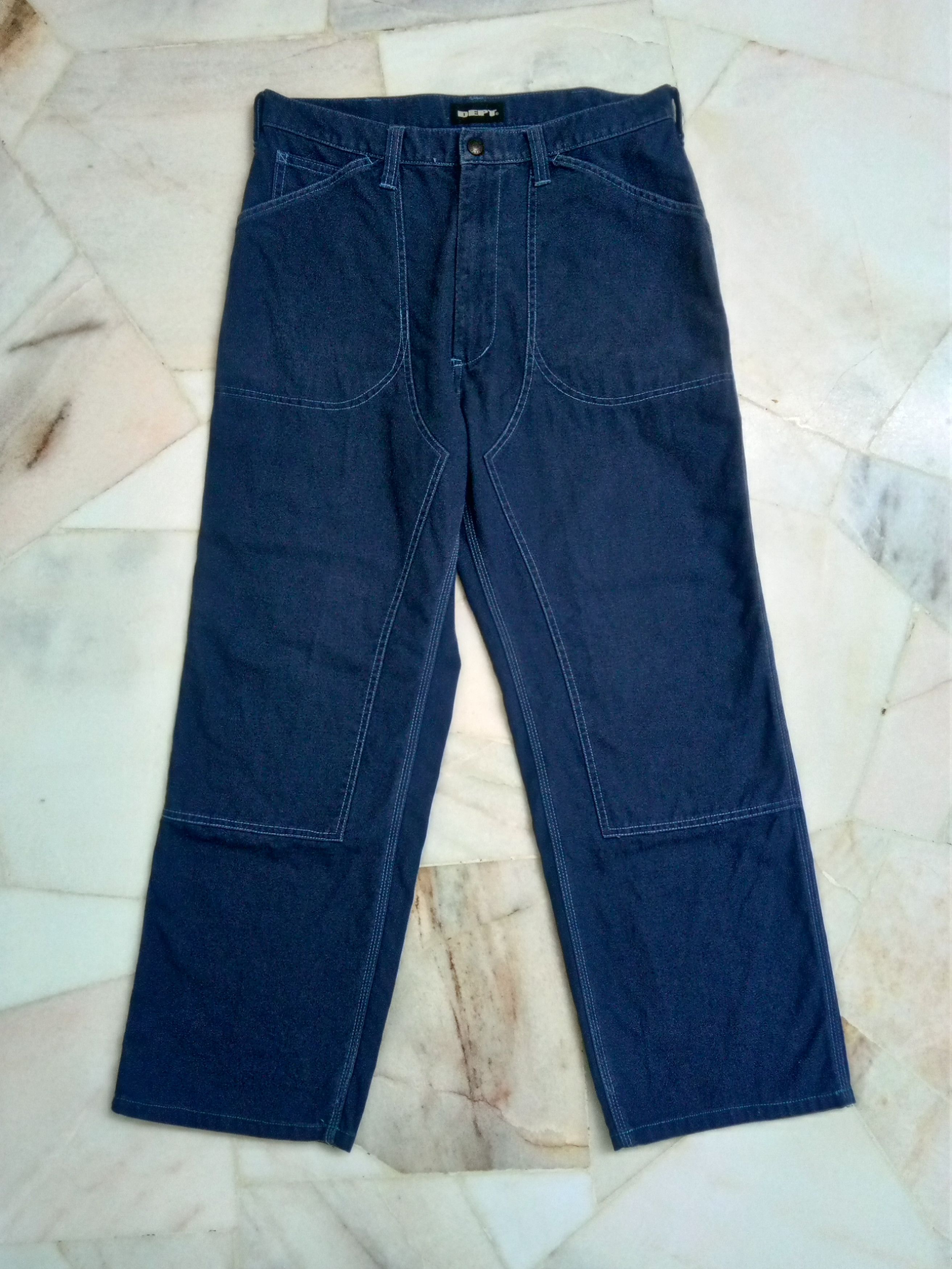 image of Vintage Double Knee Denim Pants By Dept. Japan in Indigo, Men's (Size 31)