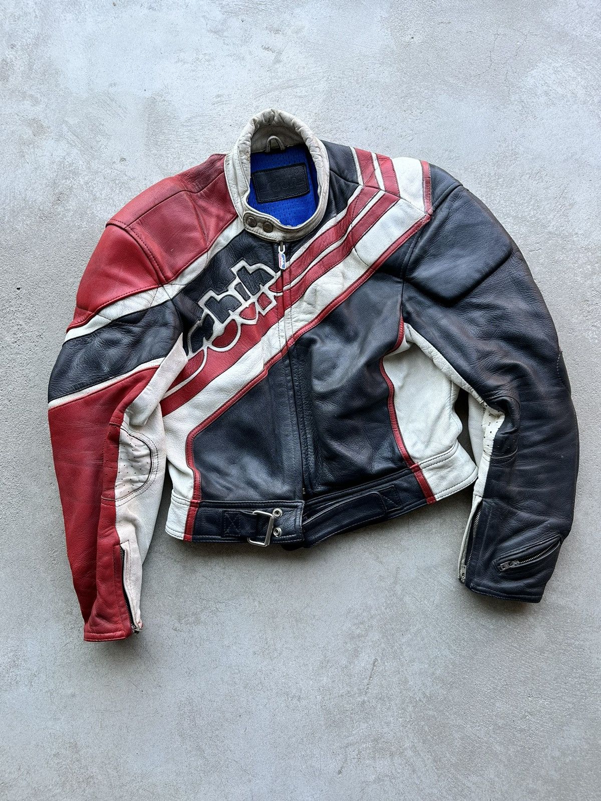 image of Leather Jacket x Racing Vintage Genuine Leather High Quality Racing Jacket Hype, Men's (Size Small)