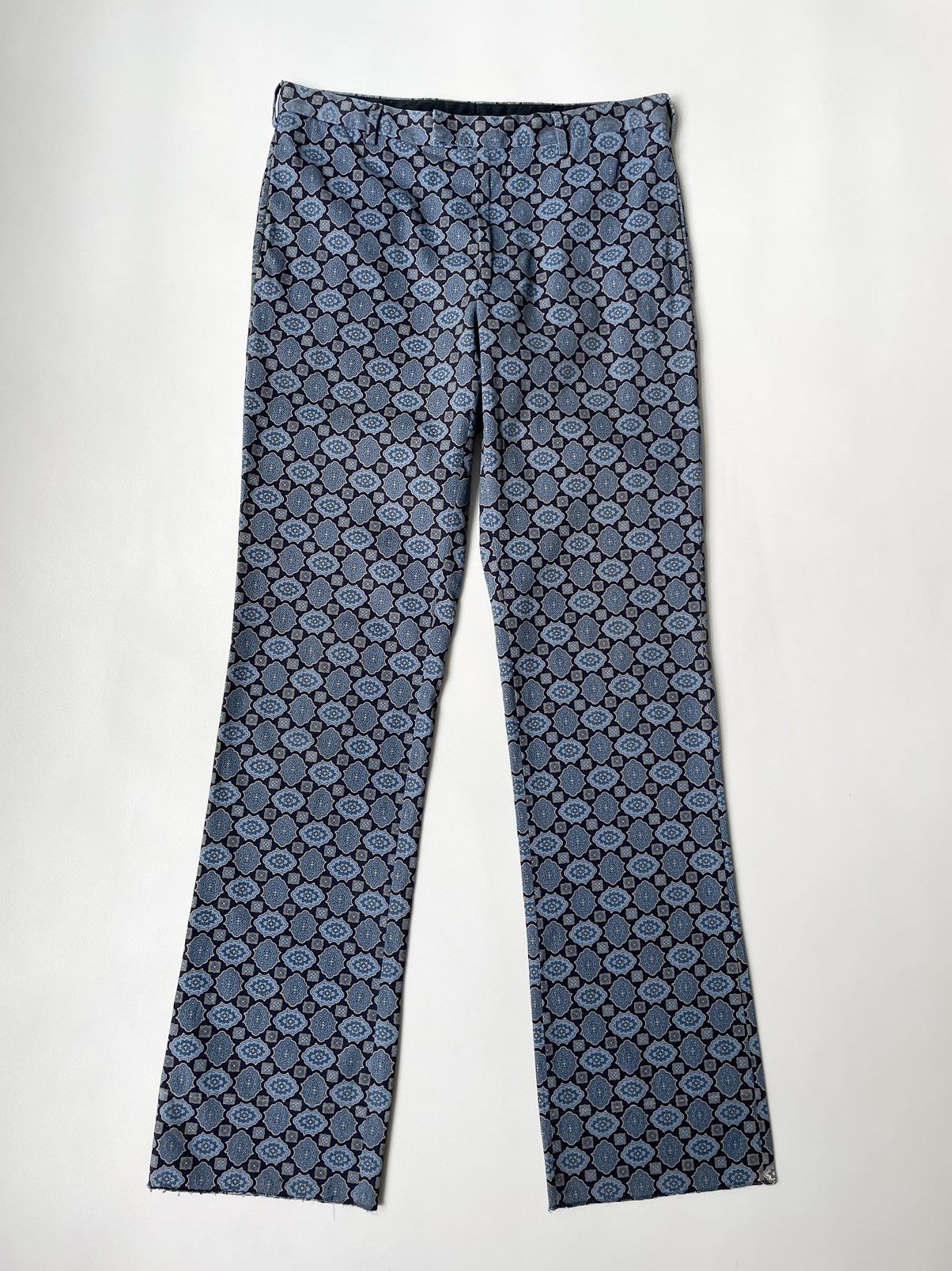 Prada S/S 02 Medallion Print Flared Leg Trousers Size US 32 / EU 48 - 2 Thumbnail