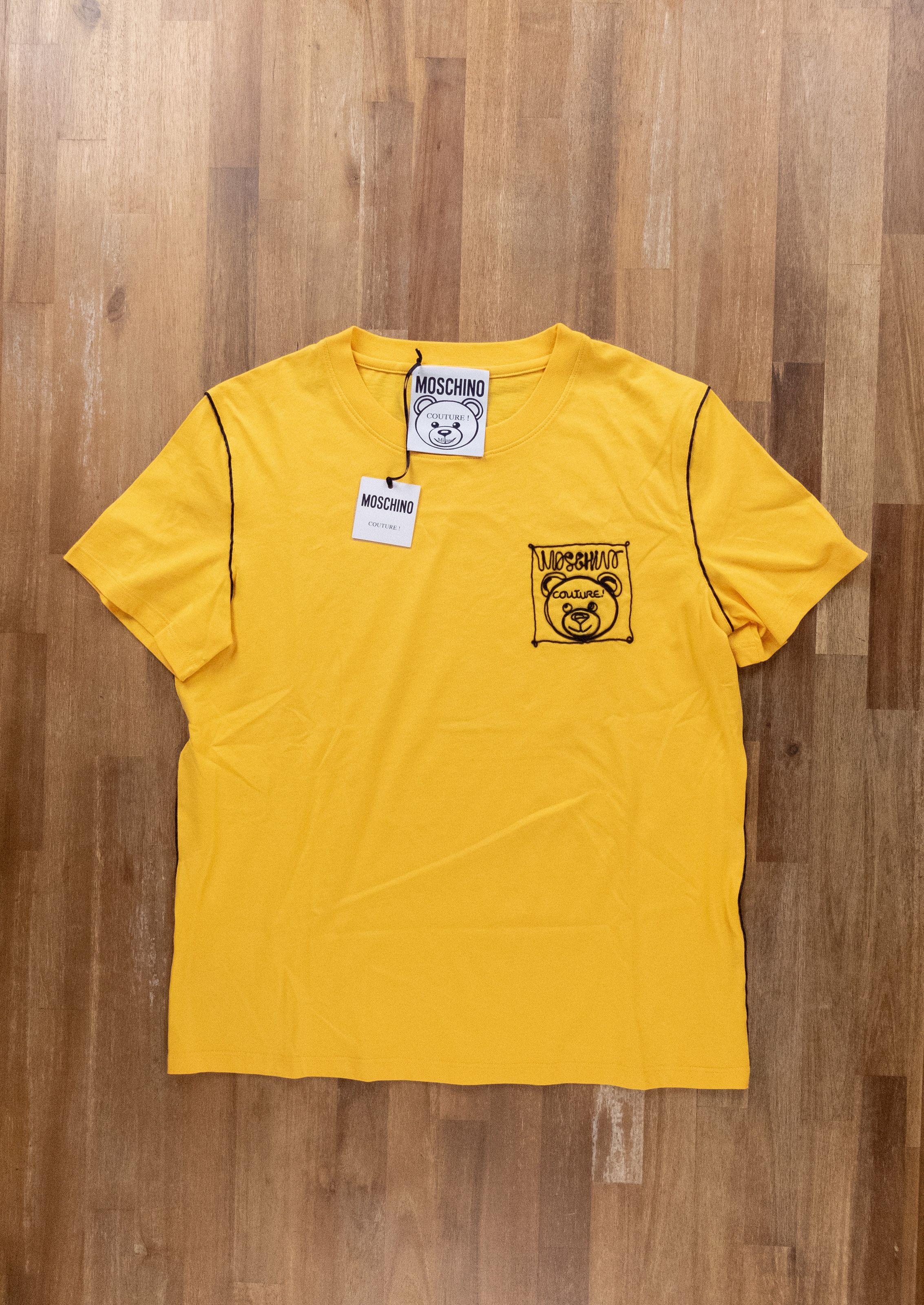 MOSCHINO Couture yellow chest bear t-shirt Large 10 US 44 IT