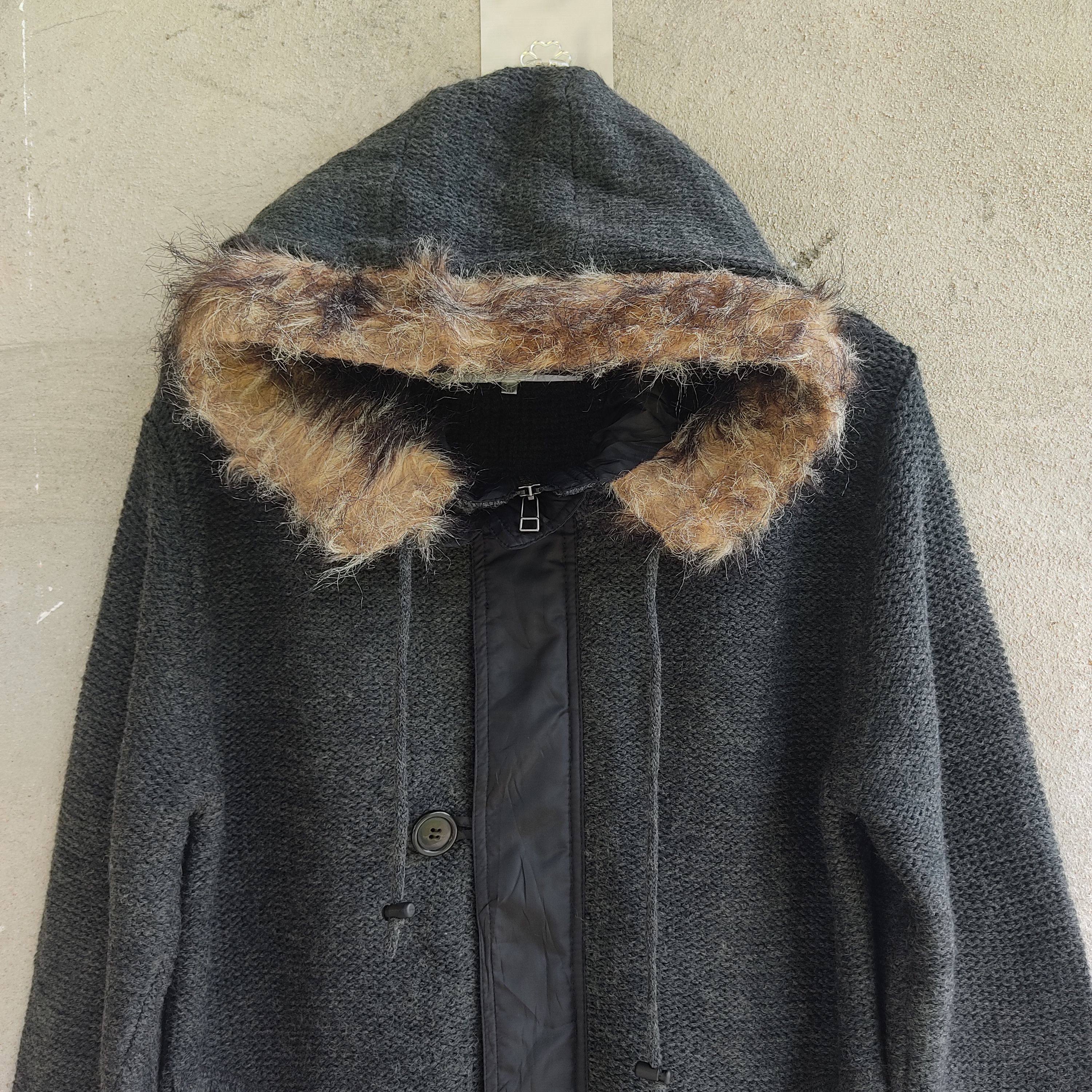 Designer × Homespun Knitwear × Japanese Brand Buona Giornata Black Gray Knitwear Parka Size US M / EU 48-50 / 2 - 4 Thumbnail