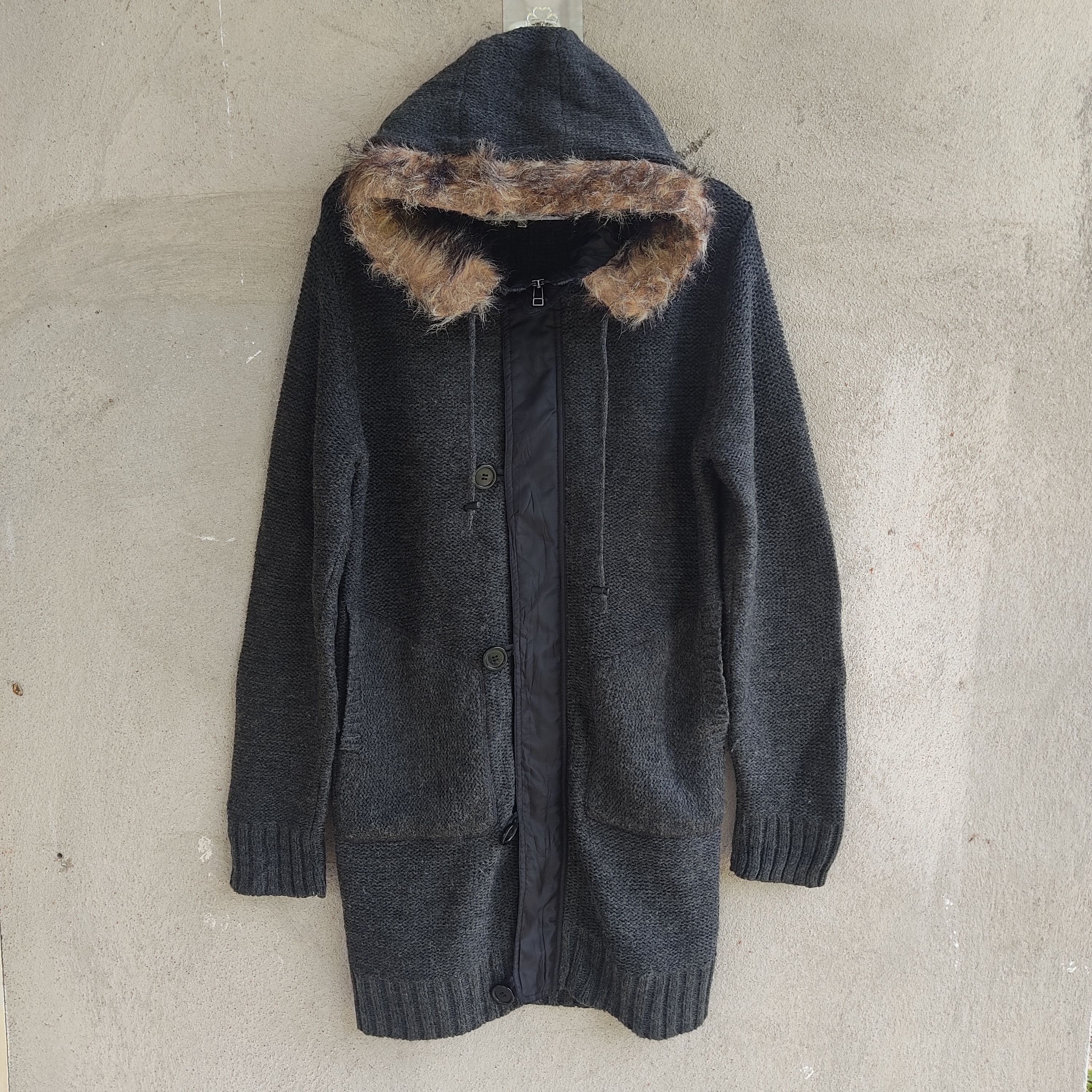 Designer × Homespun Knitwear × Japanese Brand Buona Giornata Black Gray Knitwear Parka Size US M / EU 48-50 / 2 - 1 Thumbnail