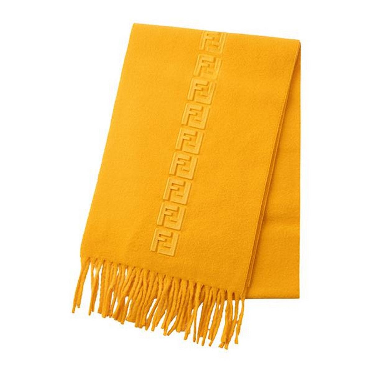 image of Fendi Yellow Monogram Embossed Cashmere Scarf Authentic, Women's