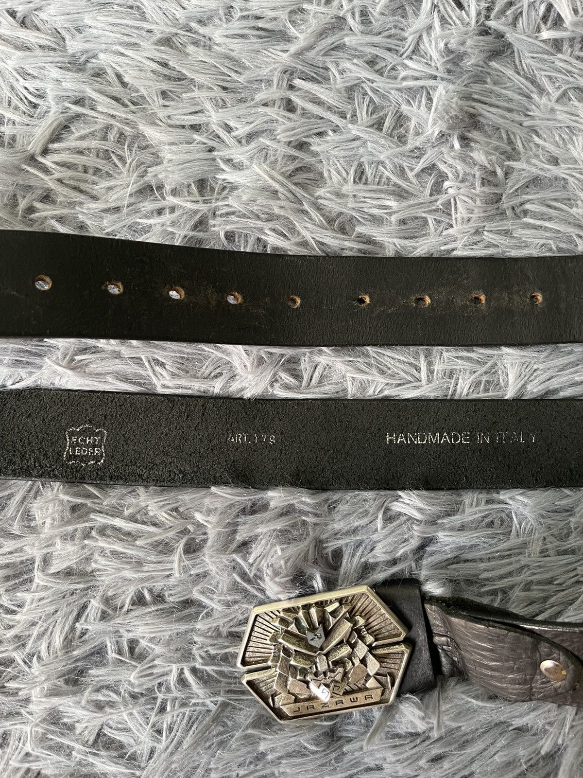 Japanese Brand × Vintage Joshi Jazawa Japanese avant garde real leather belt Size ONE SIZE - 5 Thumbnail