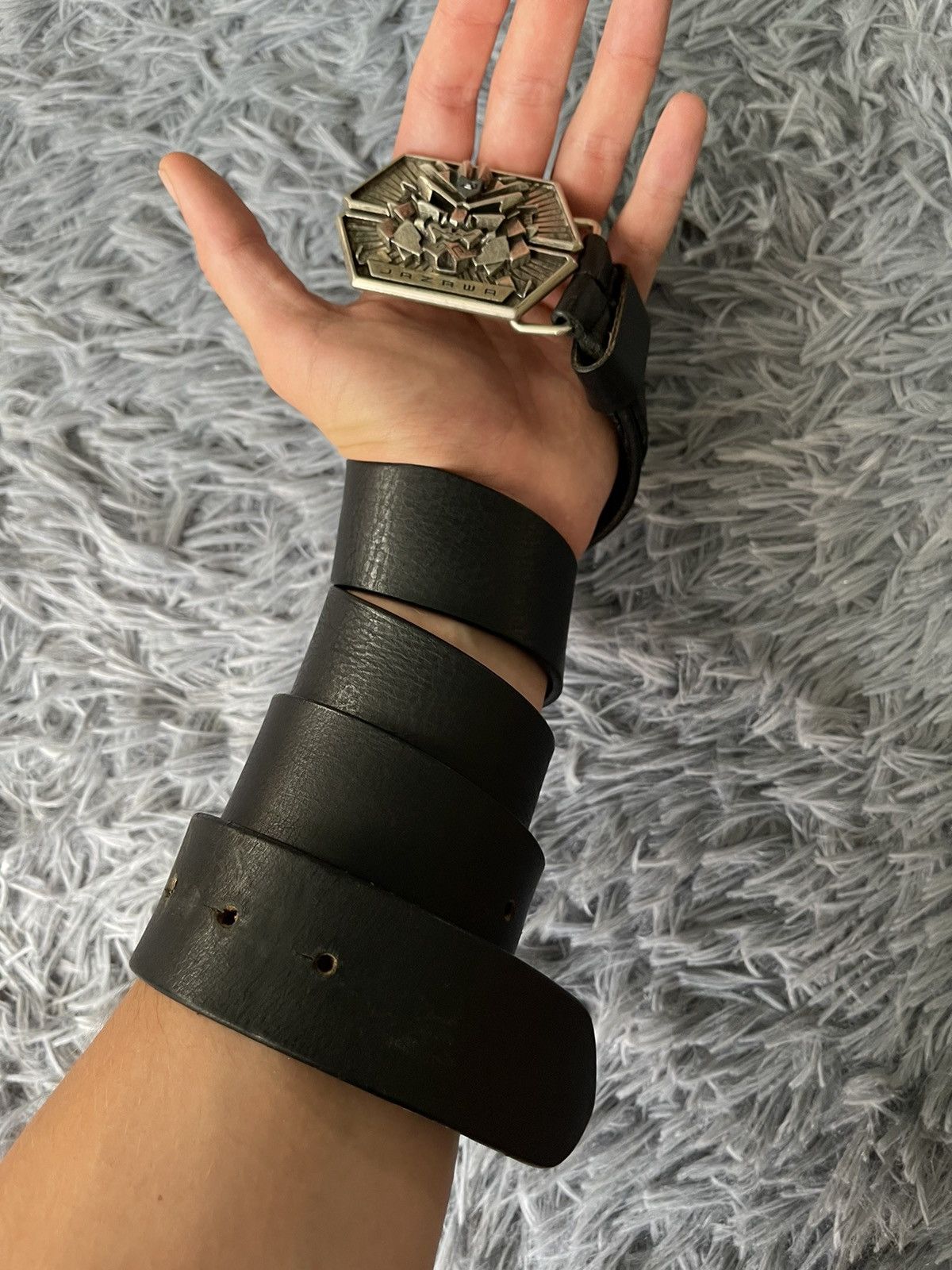 Japanese Brand × Vintage Joshi Jazawa Japanese avant garde real leather belt Size ONE SIZE - 2 Thumbnail