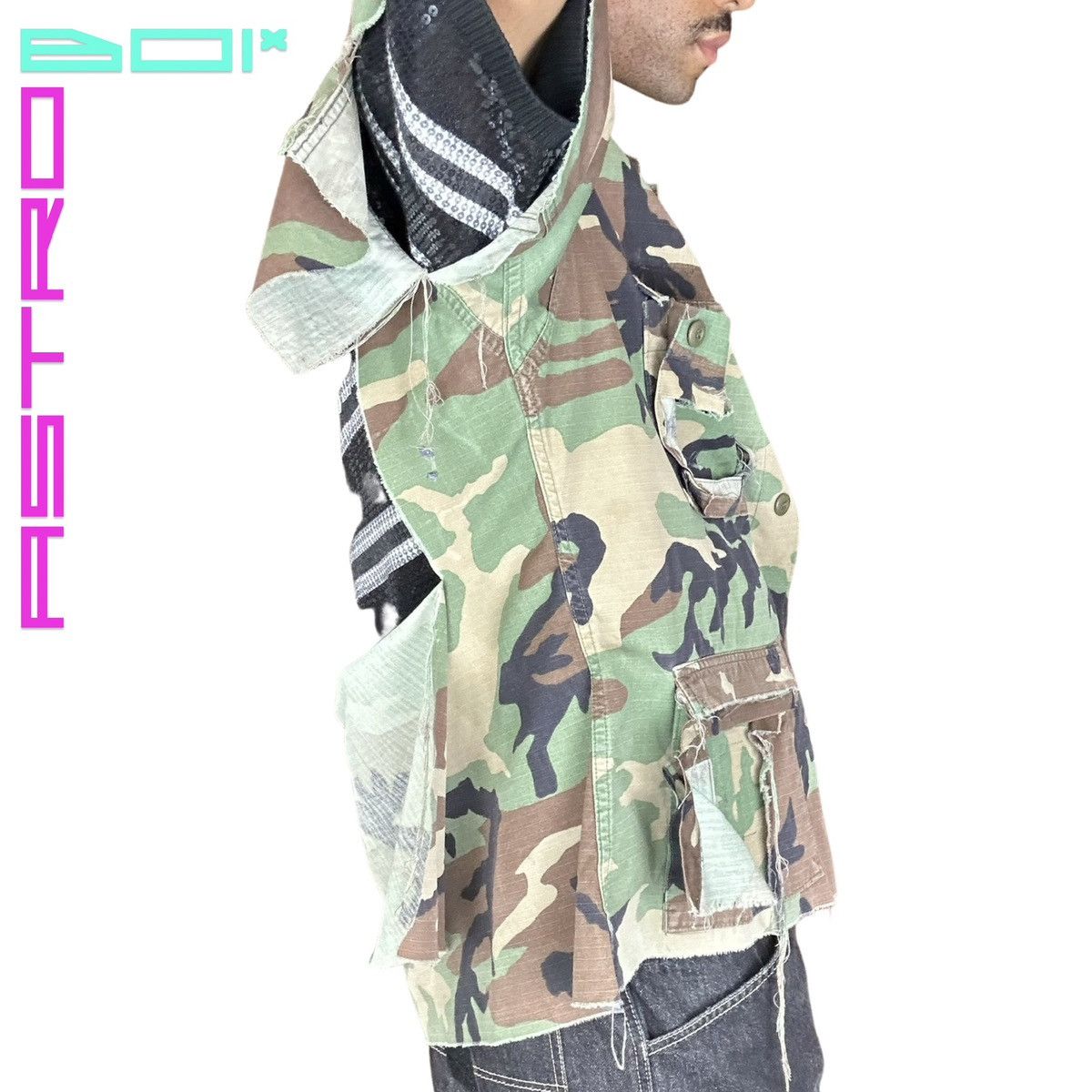 Vintage ASTROBOI* DECONSTRUCTED SHORT SLEEVE MILITARY JACKET Size US XL / EU 56 / 4 - 6 Thumbnail