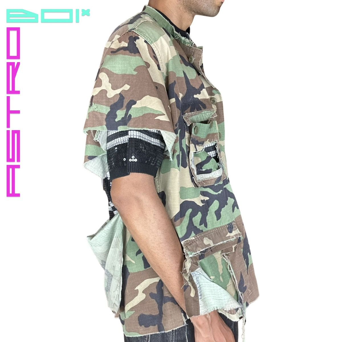 Vintage ASTROBOI* DECONSTRUCTED SHORT SLEEVE MILITARY JACKET Size US XL / EU 56 / 4 - 5 Thumbnail