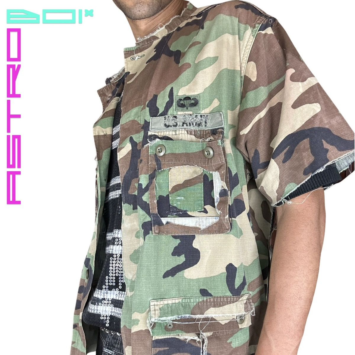 Vintage ASTROBOI* DECONSTRUCTED SHORT SLEEVE MILITARY JACKET Size US XL / EU 56 / 4 - 4 Thumbnail