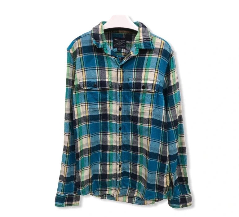 image of American Eagle Outfitters x Flannel American Eagle Plaid Tartan Flannel Shirt, Men's (Size Small)