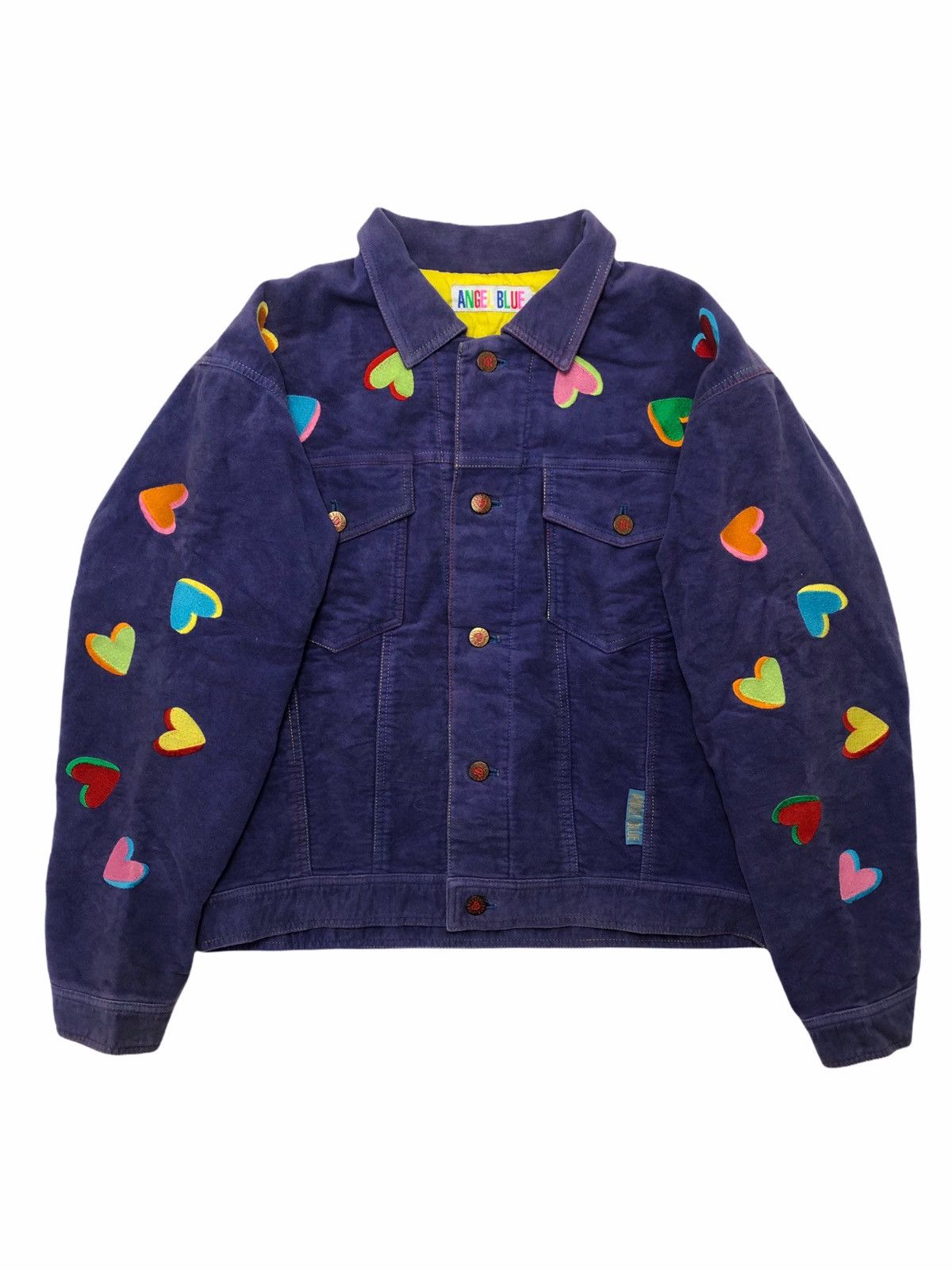image of Needgone1990S Angel Blue - Patch Love Puff Jacket in Purple, Men's (Size Medium)