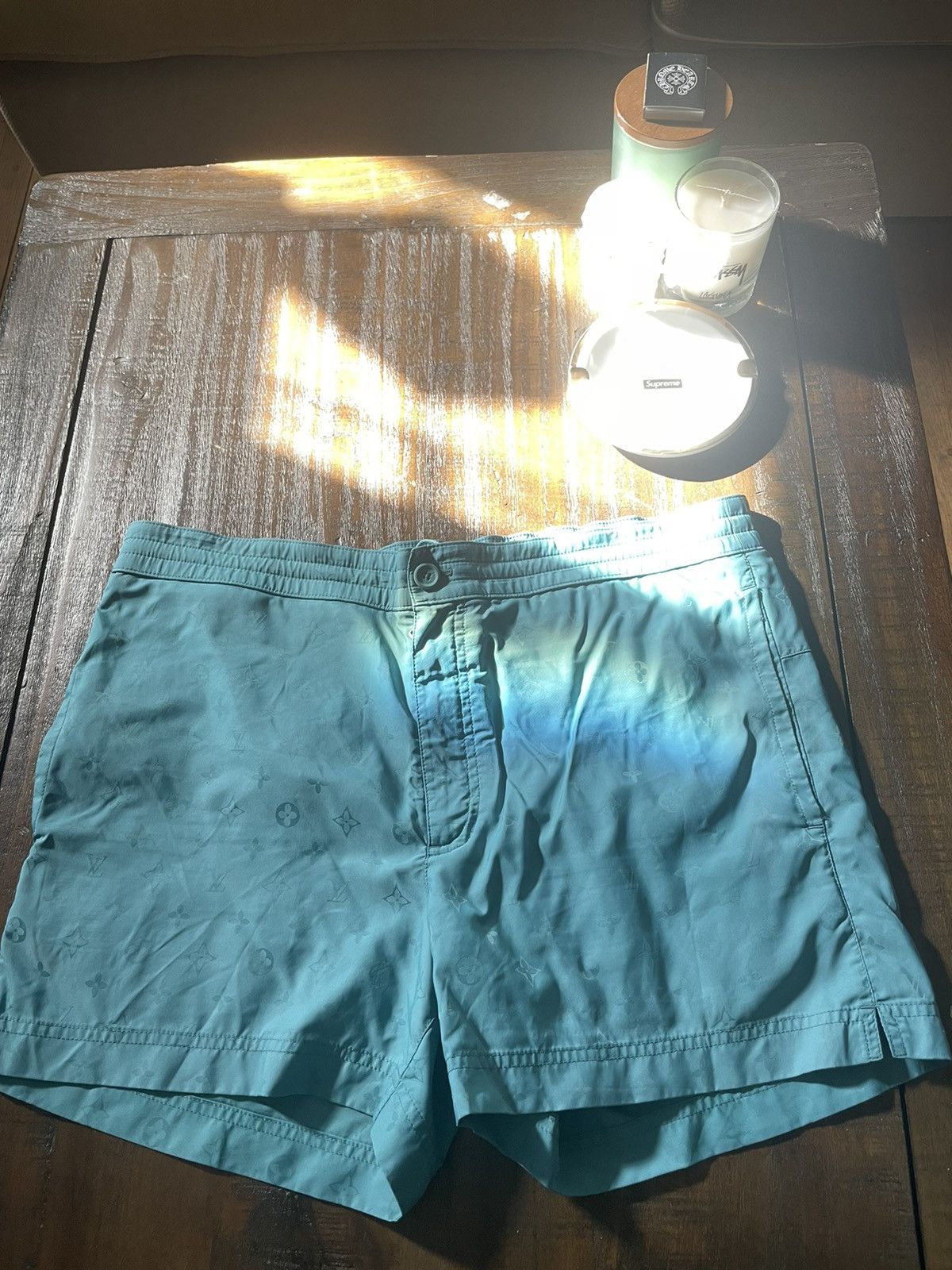 Louis Vuitton Kim Jones era LV mono swim trunks, teal/blue Size US 34 / EU 50 - 3 Thumbnail