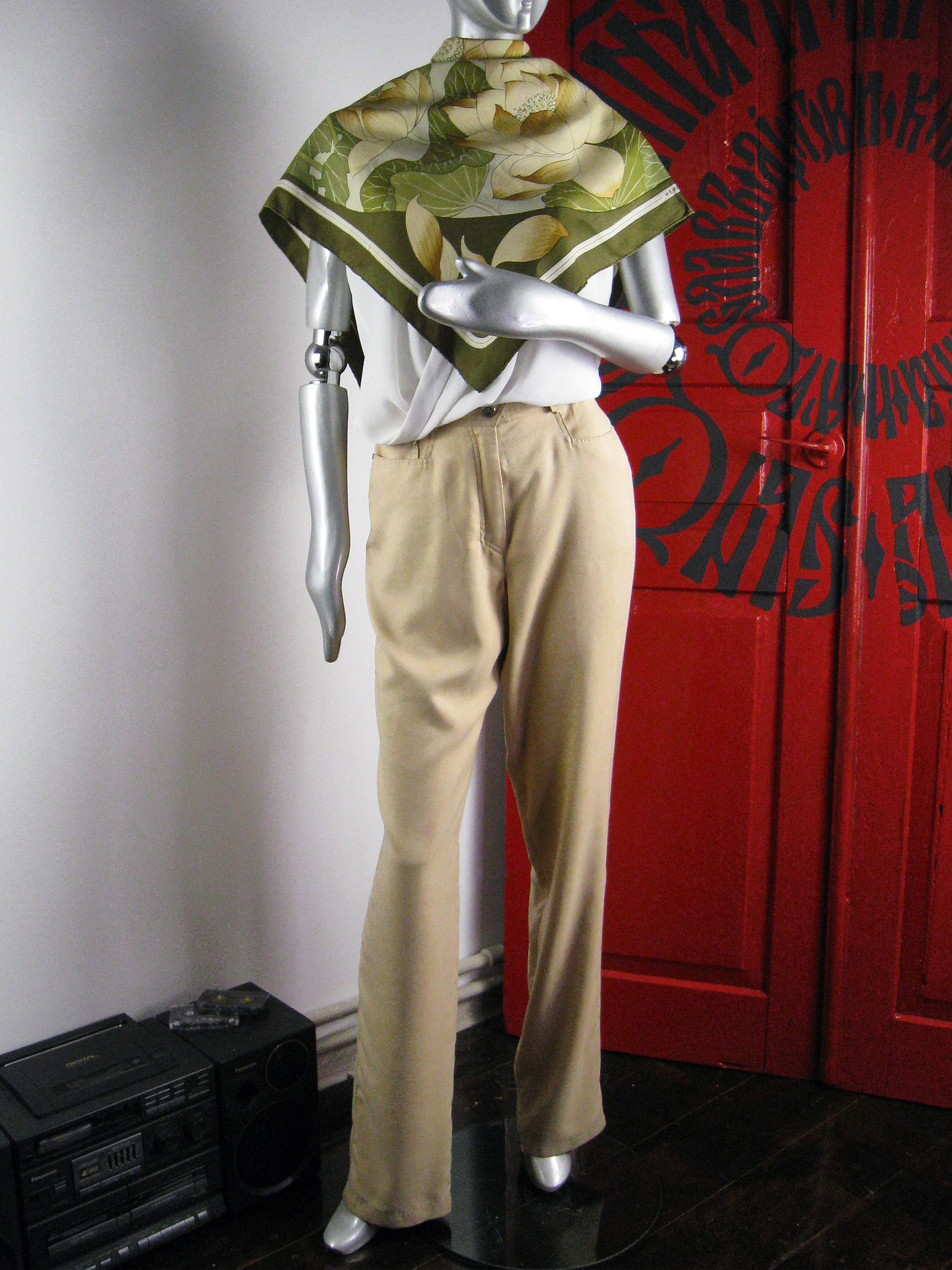 Vintage Mugler Women's Beige High Rise Suede Pants, Women's (Size 30) — image 5 of 6