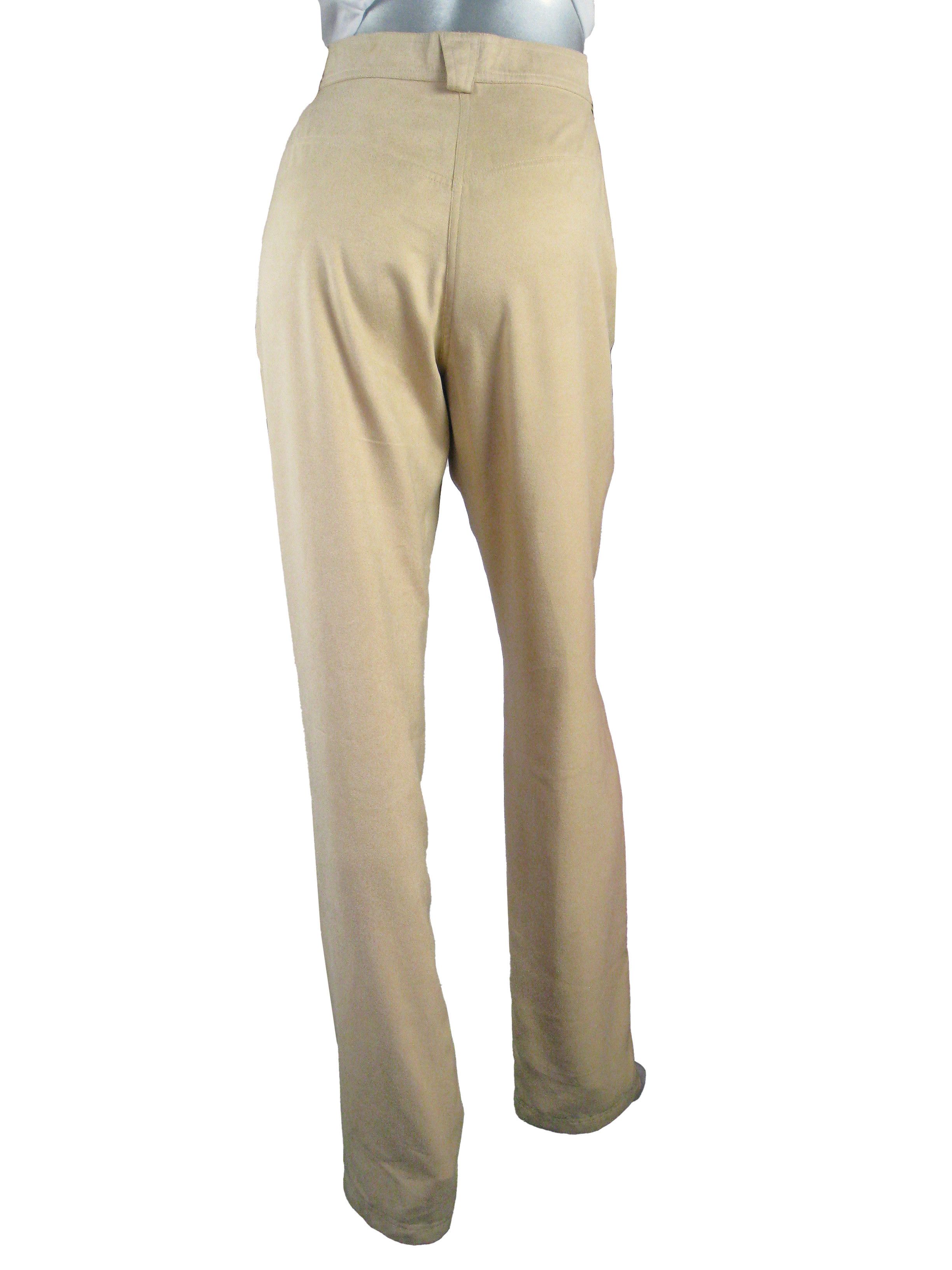 Vintage Mugler Women's Beige High Rise Suede Pants, Women's (Size 30) — image 4 of 6