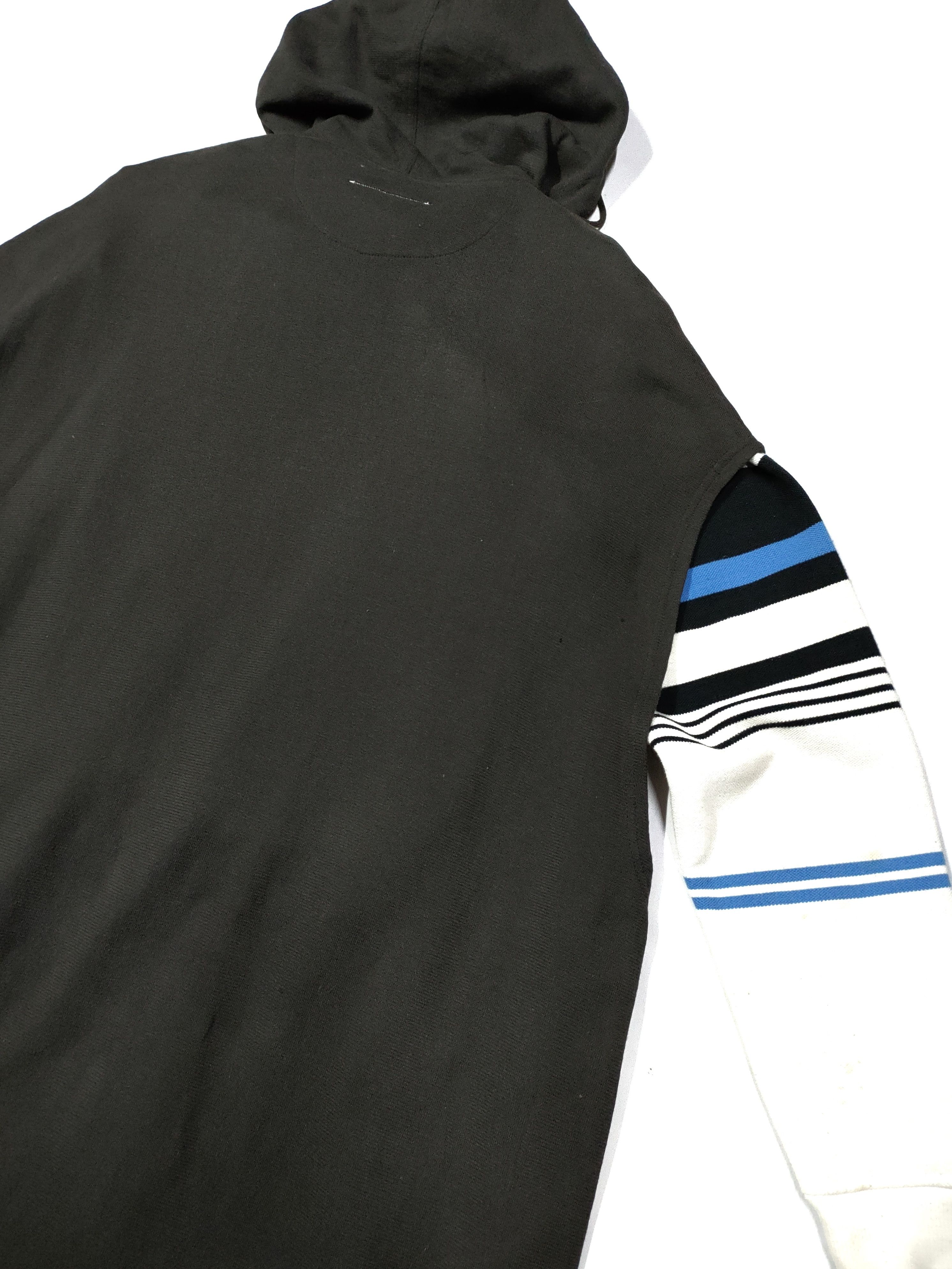 Designer MM6 SLEEVELESS LONG ZIPPER HOODIE Size US L / EU 52-54 / 3 - 6 Thumbnail