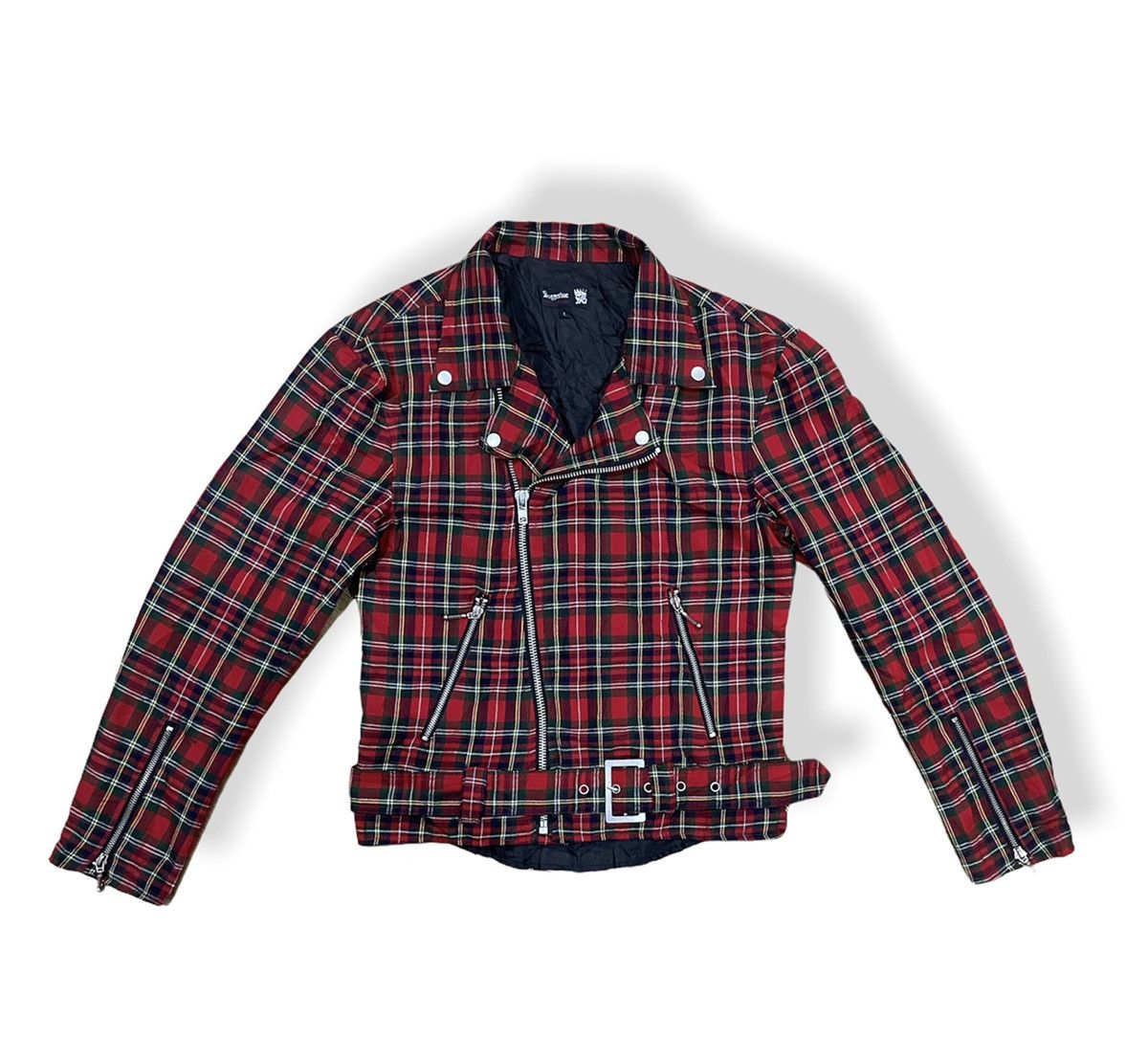 image of Japanese Suggestion Punk Seditionaries Plaid Tartan Jacket in Red Tartan, Men's (Size Large)
