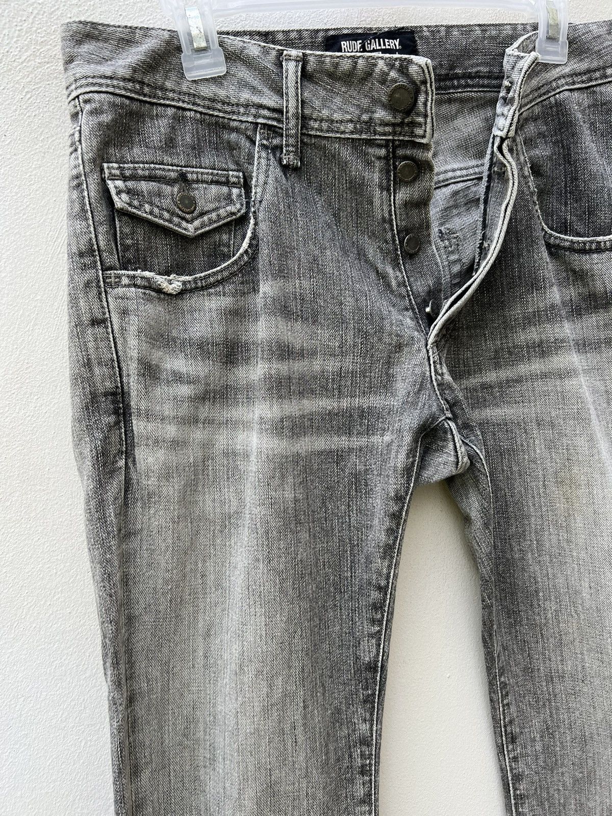 RUDE GALLERY Vintage Rude Gallery Japan Faded Black Denim Flare Jeans Size US 32 / EU 48 - 7 Thumbnail