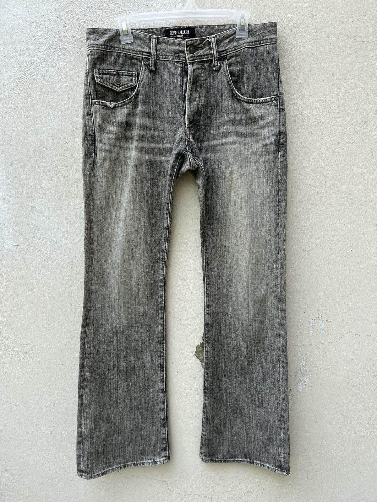 RUDE GALLERY Vintage Rude Gallery Japan Faded Black Denim Flare Jeans Size US 32 / EU 48 - 6 Thumbnail