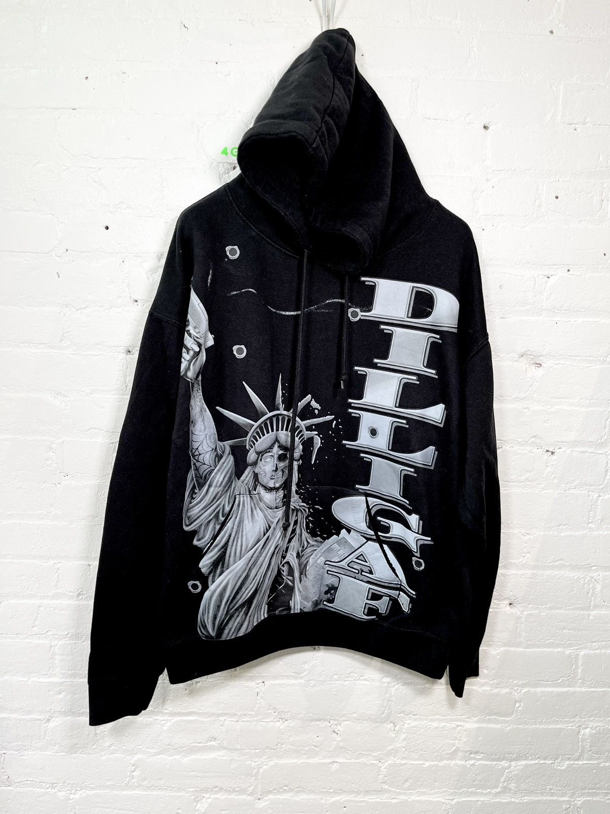 image of Crazy 2 Sided New York Fuck You Grim Reaper Hoodie Baggy in Black, Men's (Size XL)