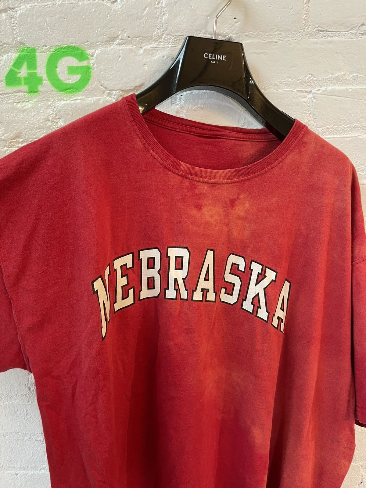 image of Vintage 2000S Nebraska Thrashed Sun Fade Shirt in Red, Men's (Size XL)