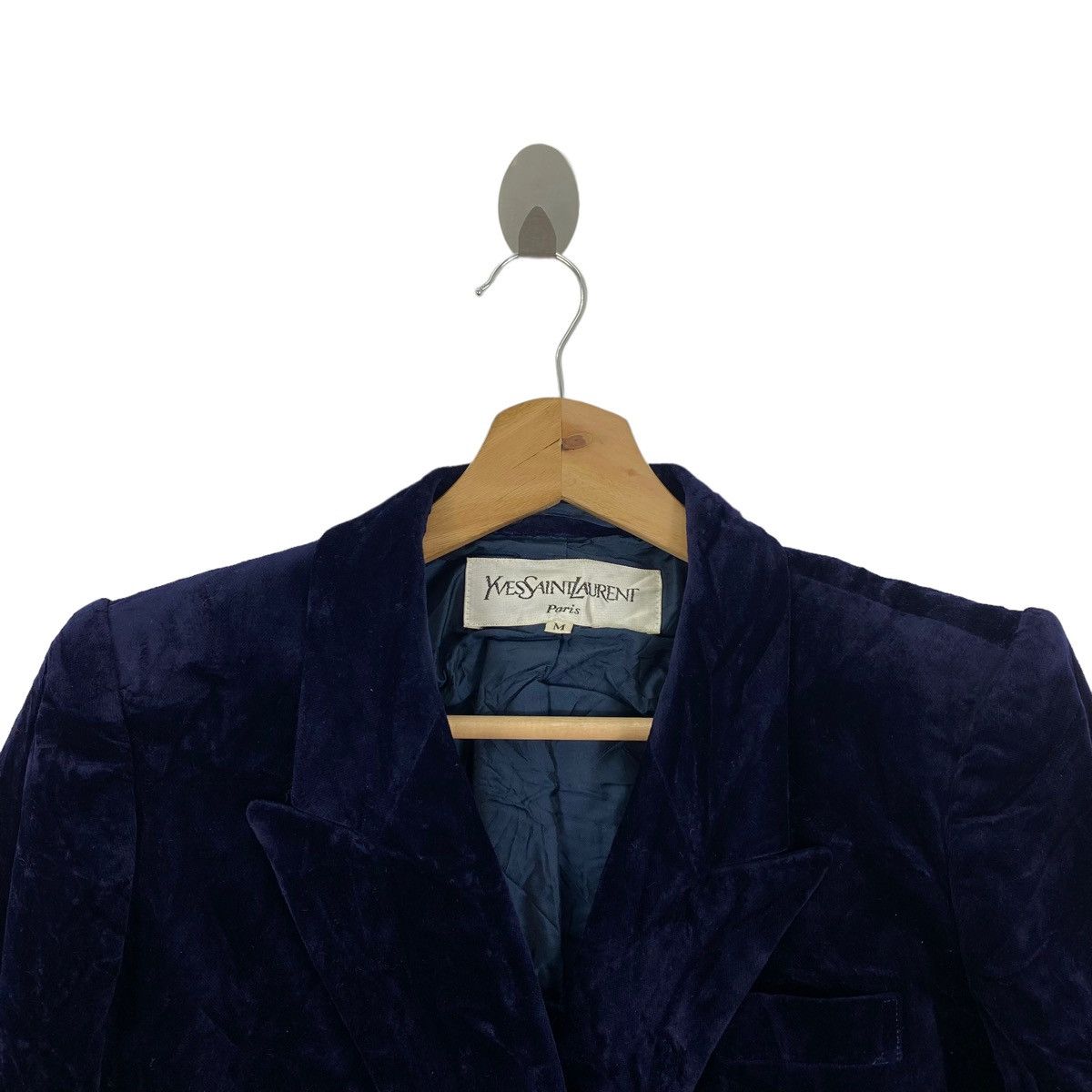 Vintage × Yves Saint Laurent Vintage 90s YVES SAINT LAURENT Ysl Italy Plain Navy Coat Size US M / EU 48-50 / 2 - 2 Thumbnail
