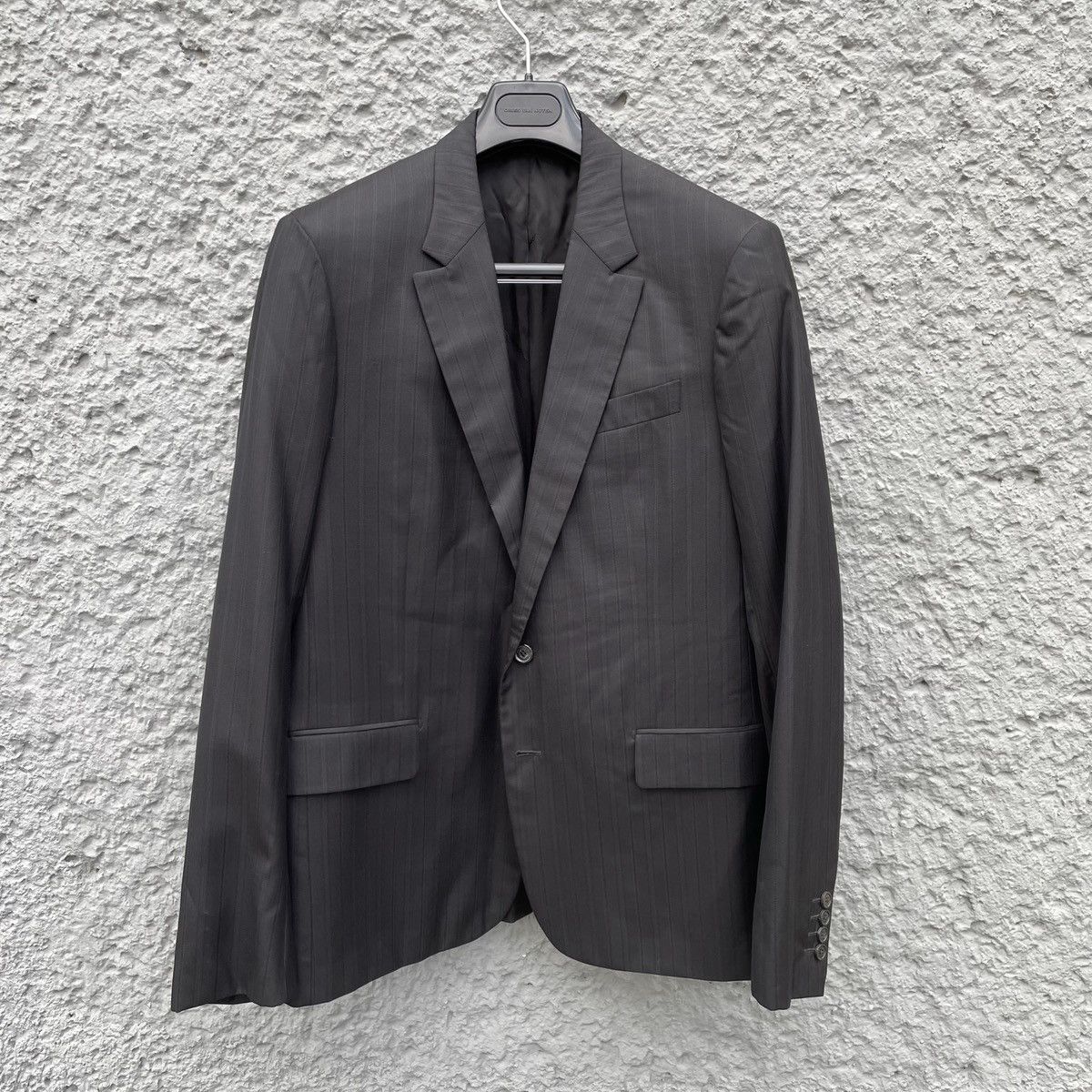 Kris Van Assche Kris van Assche Grey Pinstripe Silk Blazer Jacket Size 52R - 1 Thumbnail