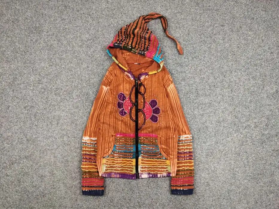 Japanese Brand Vintage Japan Handcrafted Patch Acid Hippies Zip Hoodie Y2K Size M / US 6-8 / IT 42-44 - 1 Thumbnail